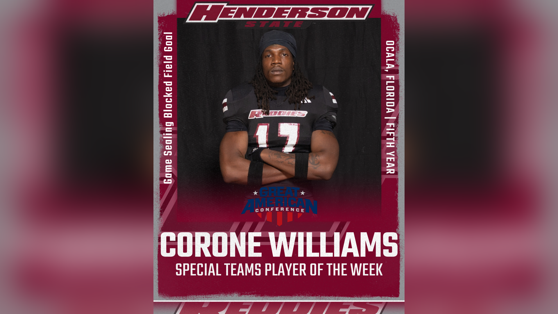 Corone Williams GAC Special Teams Player of the Week Graphic