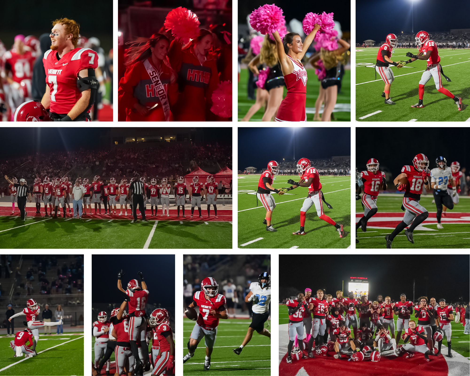 collage of Friday Night Lights at Hewitt-Trussville Stadium