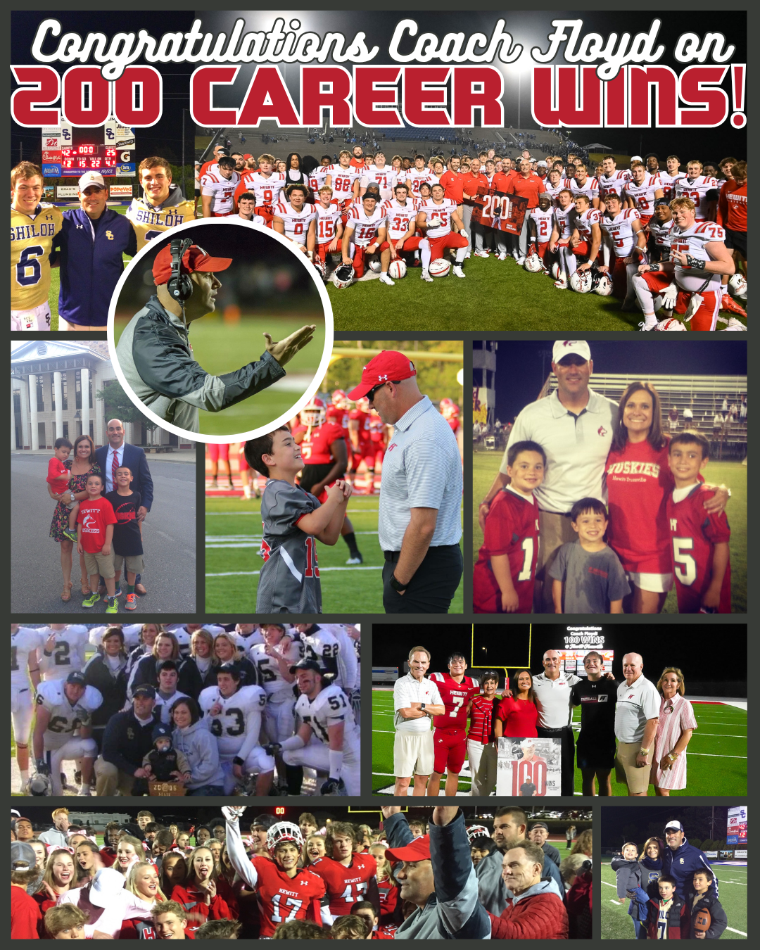 Congratulations on 200 Wins Coach Floyd with pictures from the last 200 wins