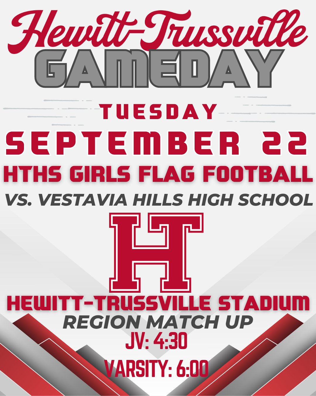 Graphic for flag football vs. Vestavia