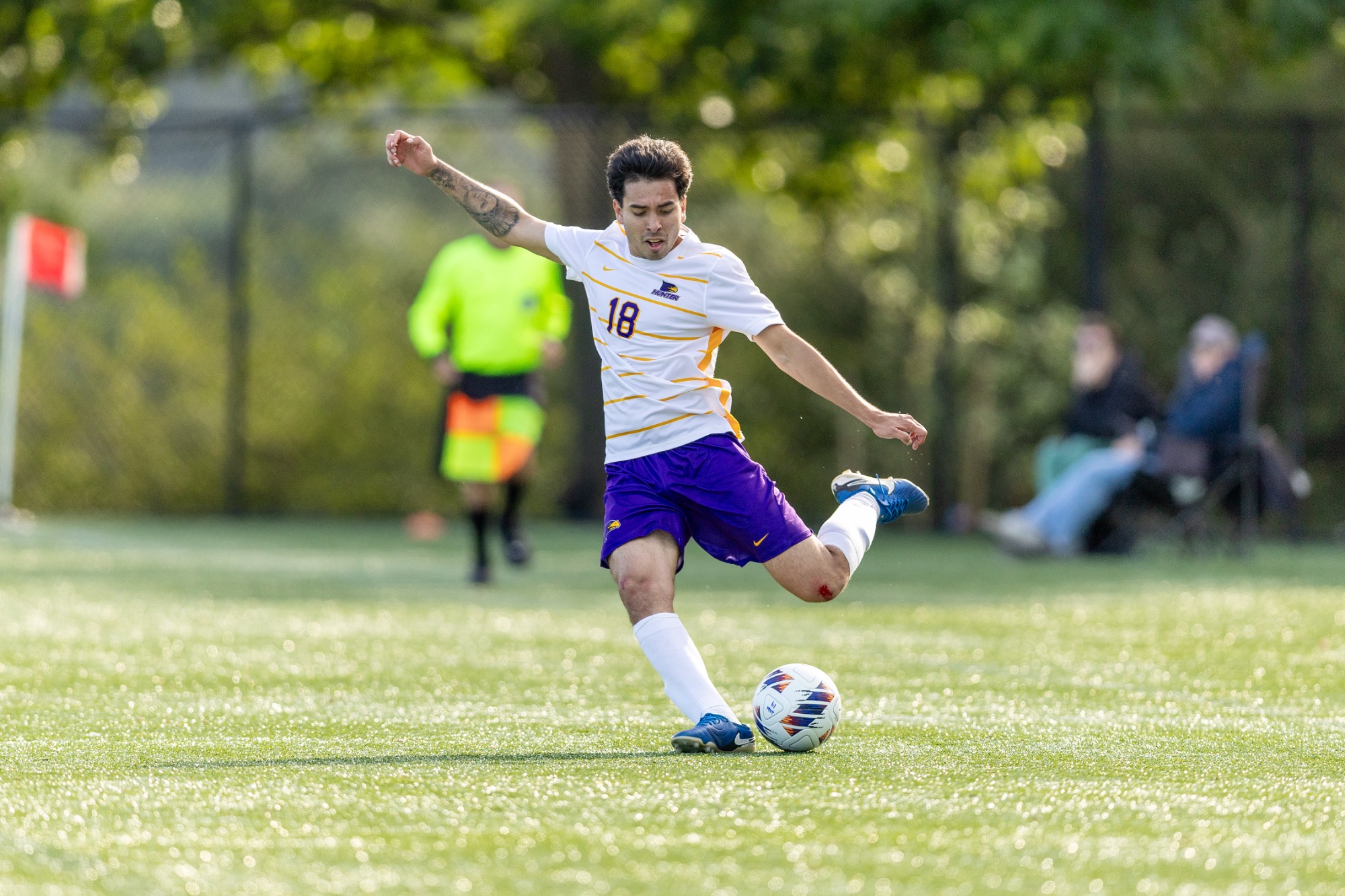 Juan Rambal competes for Hunter men's soccer.