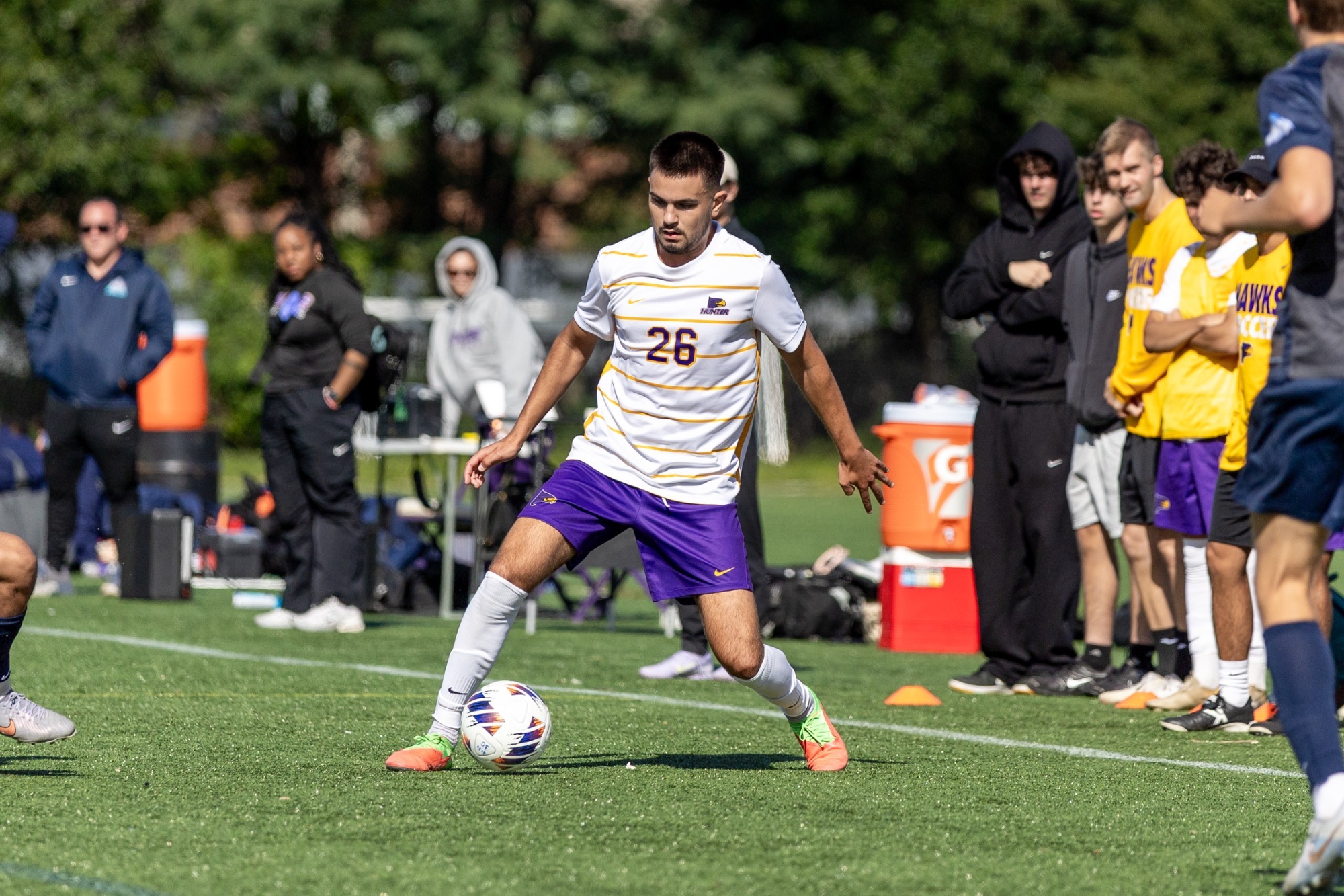 Fernando Zuvela competes for Hunter men's soccer.