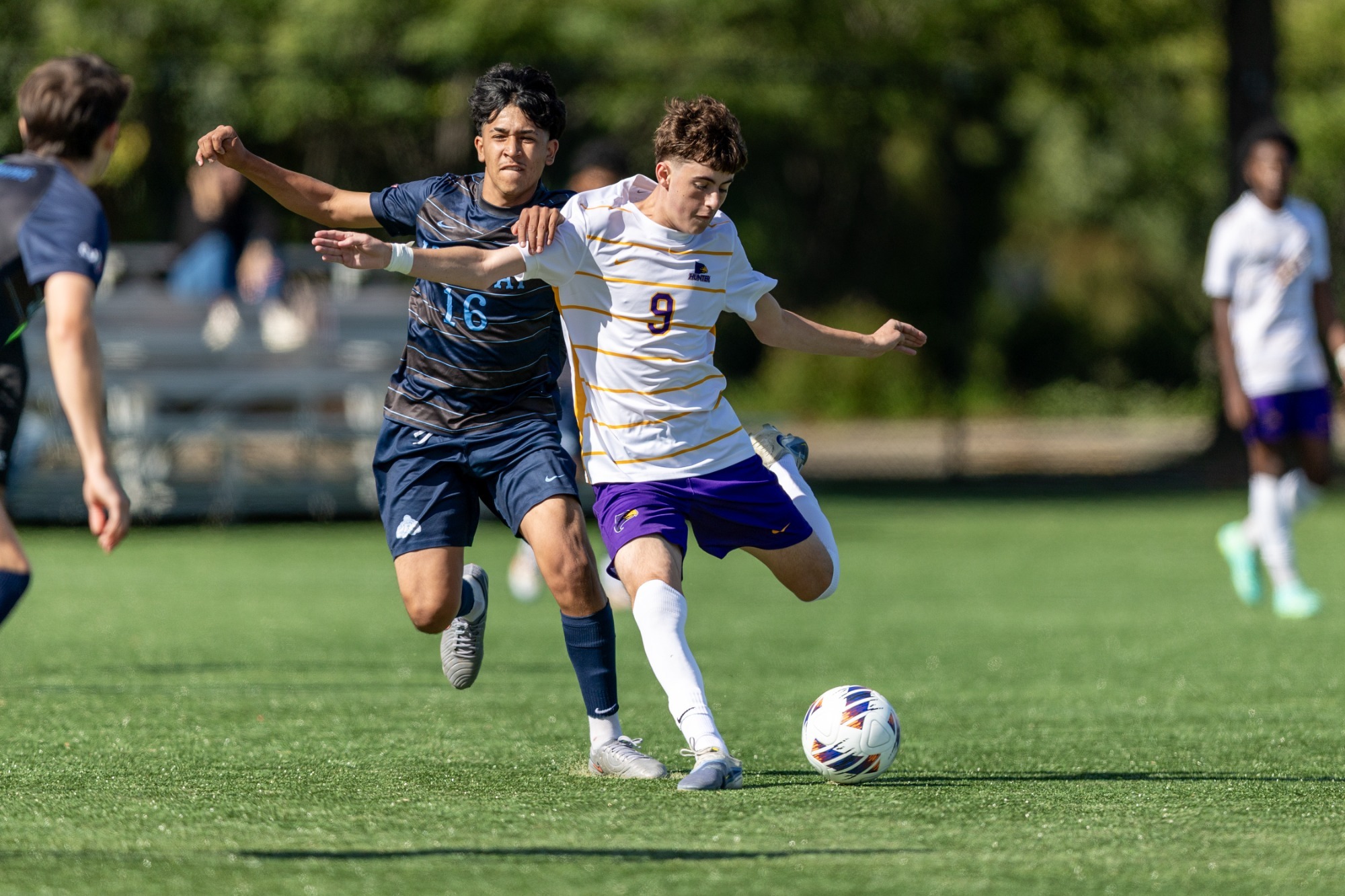 Georgios Tsiakas competes for Hunter men's soccer.