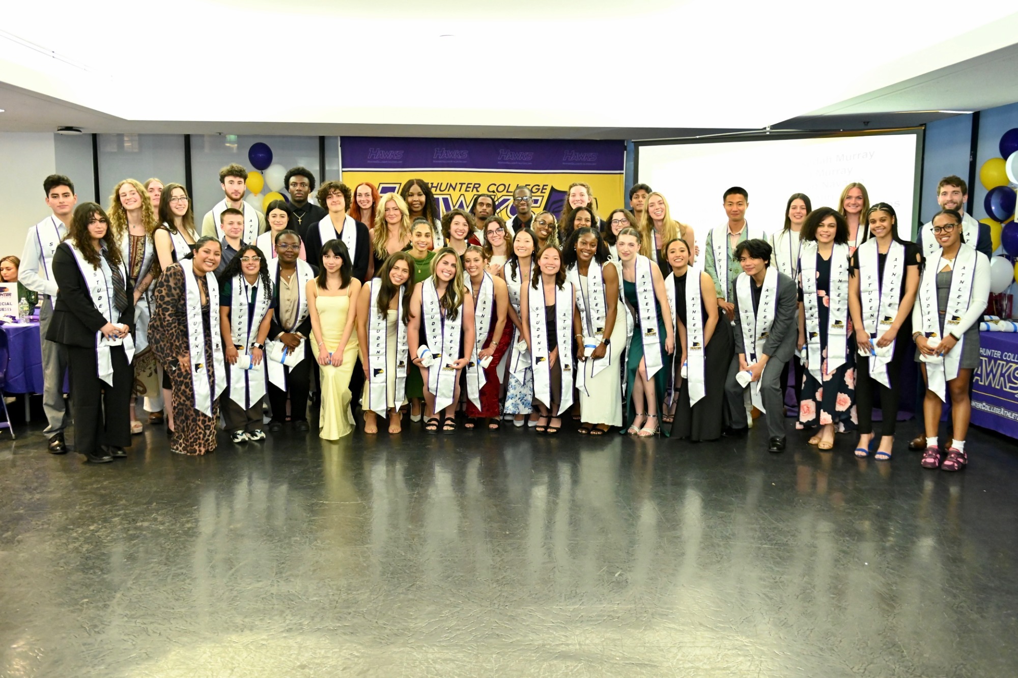 2026 Hunter College Senior Student-Athletes at the athletics banquet.