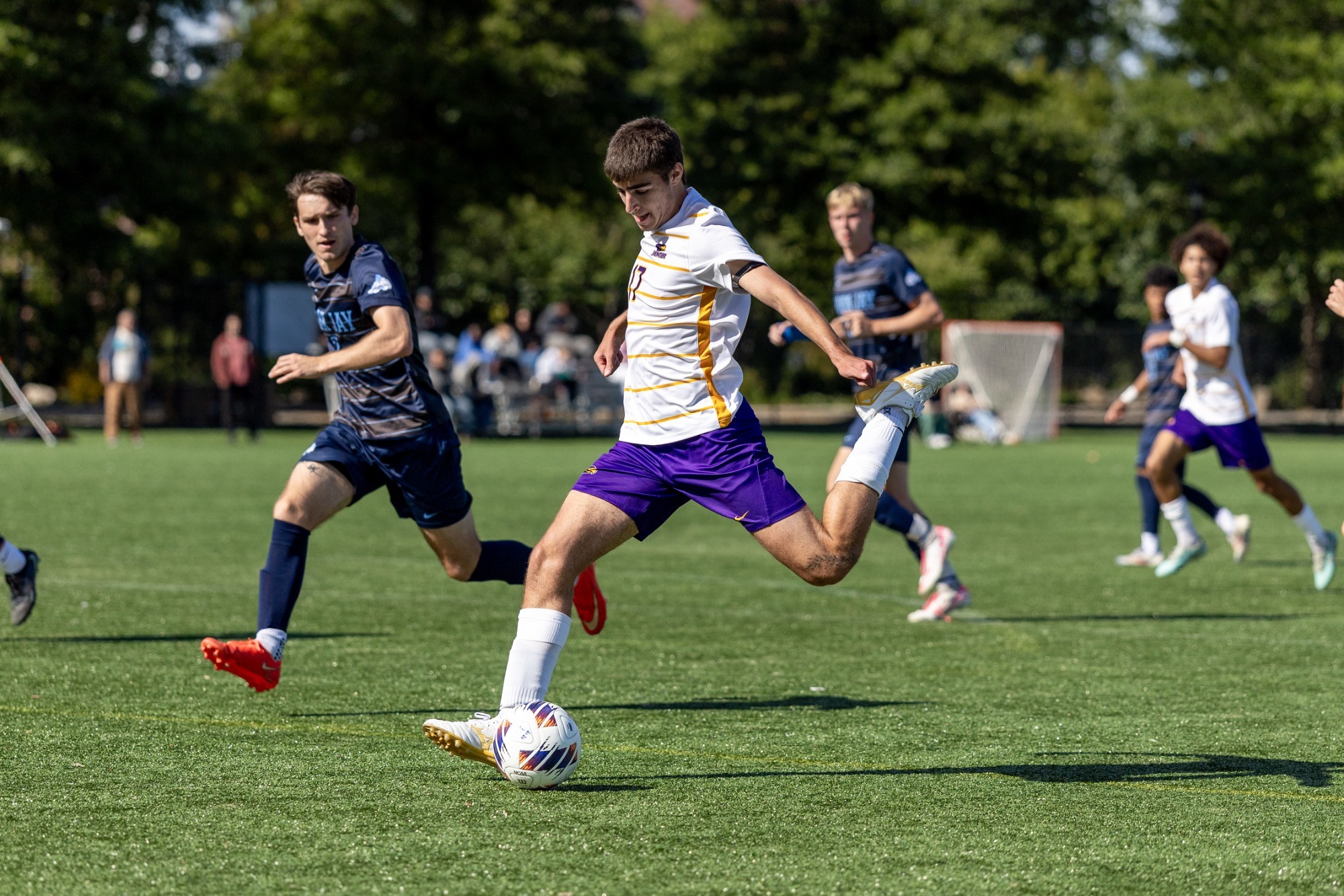 Filippos Lakiotis plays for Hunter men's soccer.