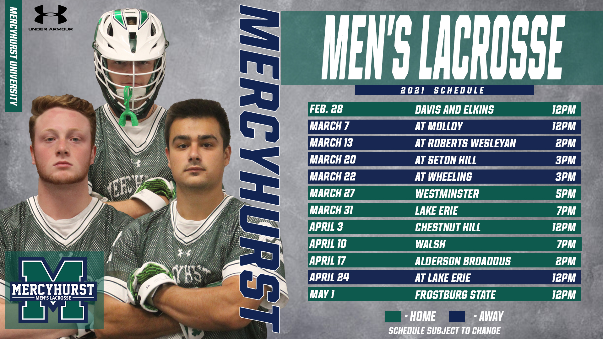 No. 3 Men's Lacrosse Releases 2021 Schedule Mercyhurst University