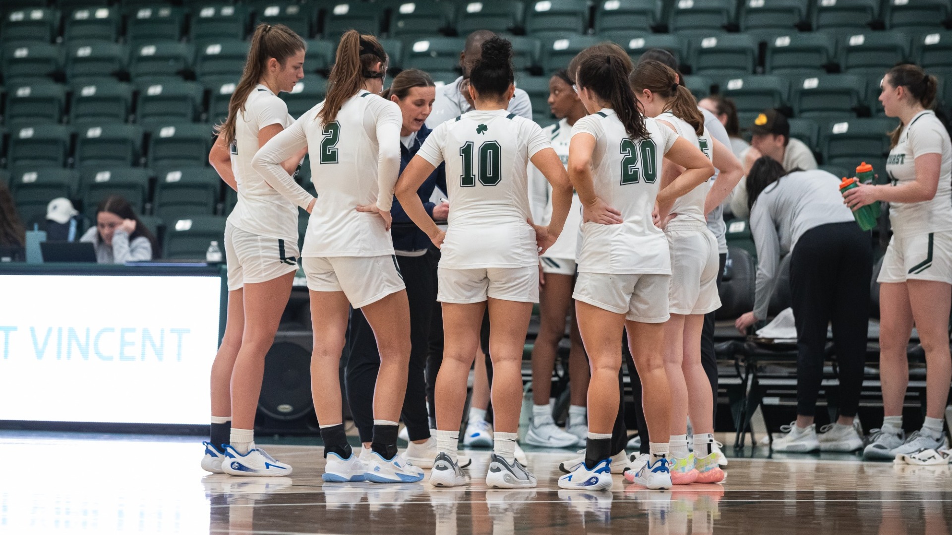 Women's Basketball huddle vs LIU