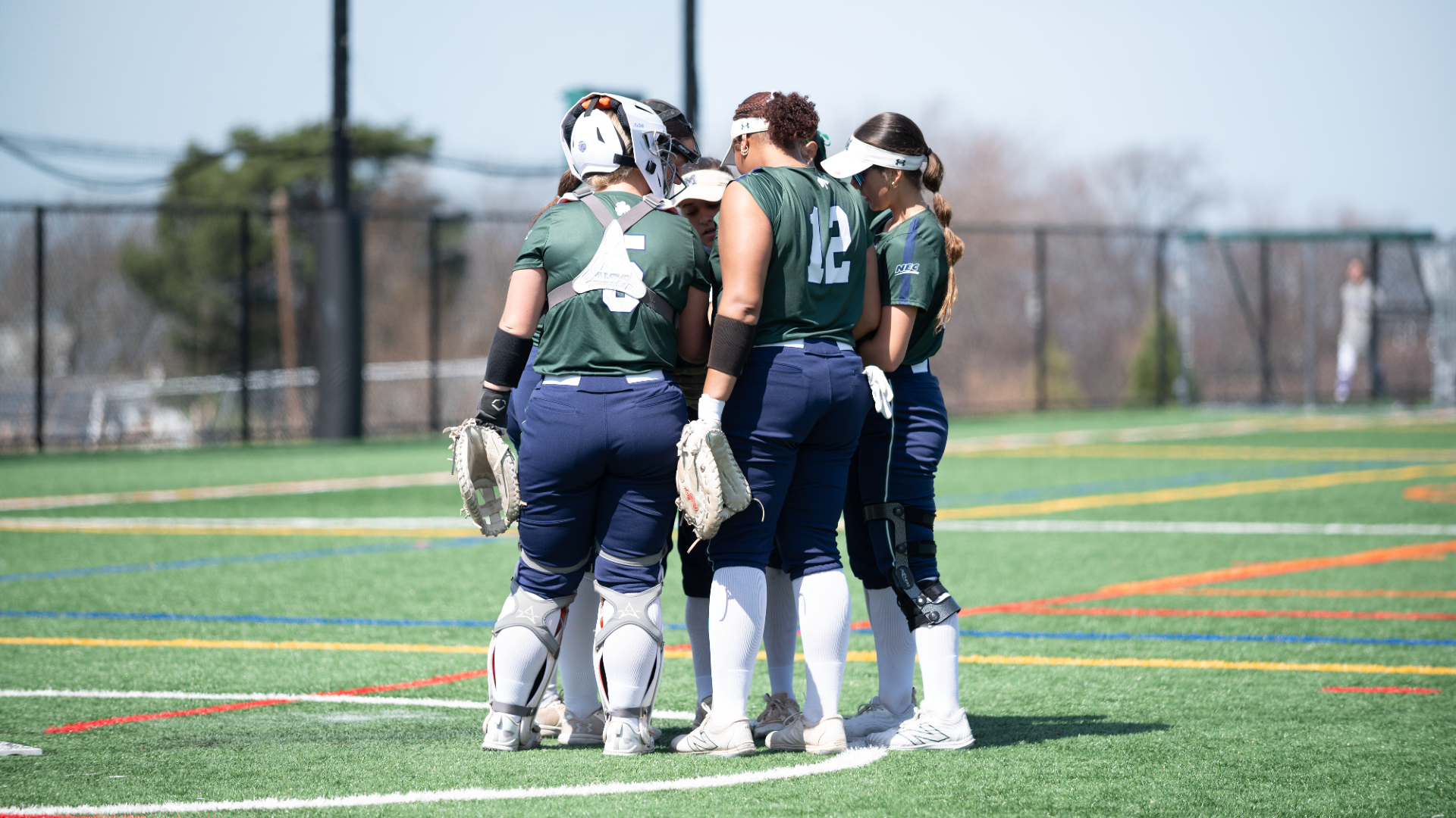 Softball vs Stonehill Huddle 