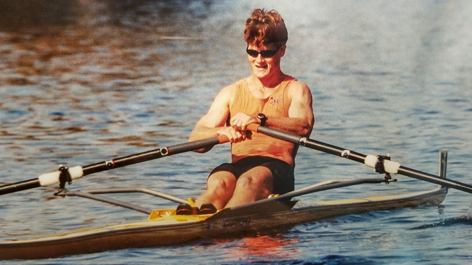 Kent Smack in a single scull at the Head of the Charles