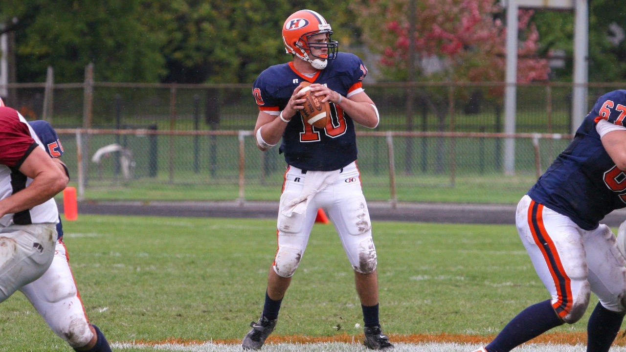 Shawn Mizro looks for an open receiver down field.
