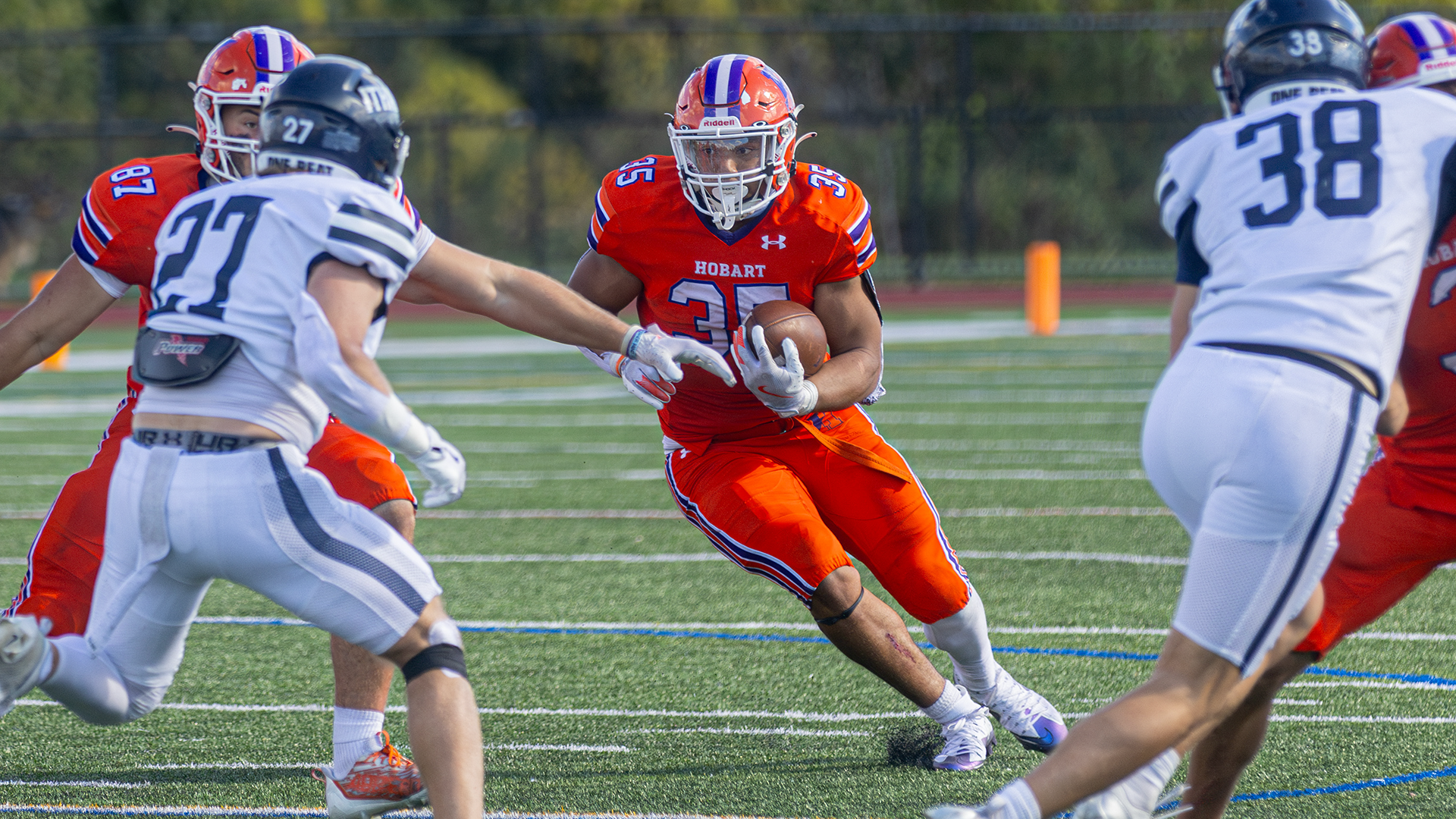 E.J. Taylor rushed for 99 yards in Hobart's Homecoming win over Ithaca. 