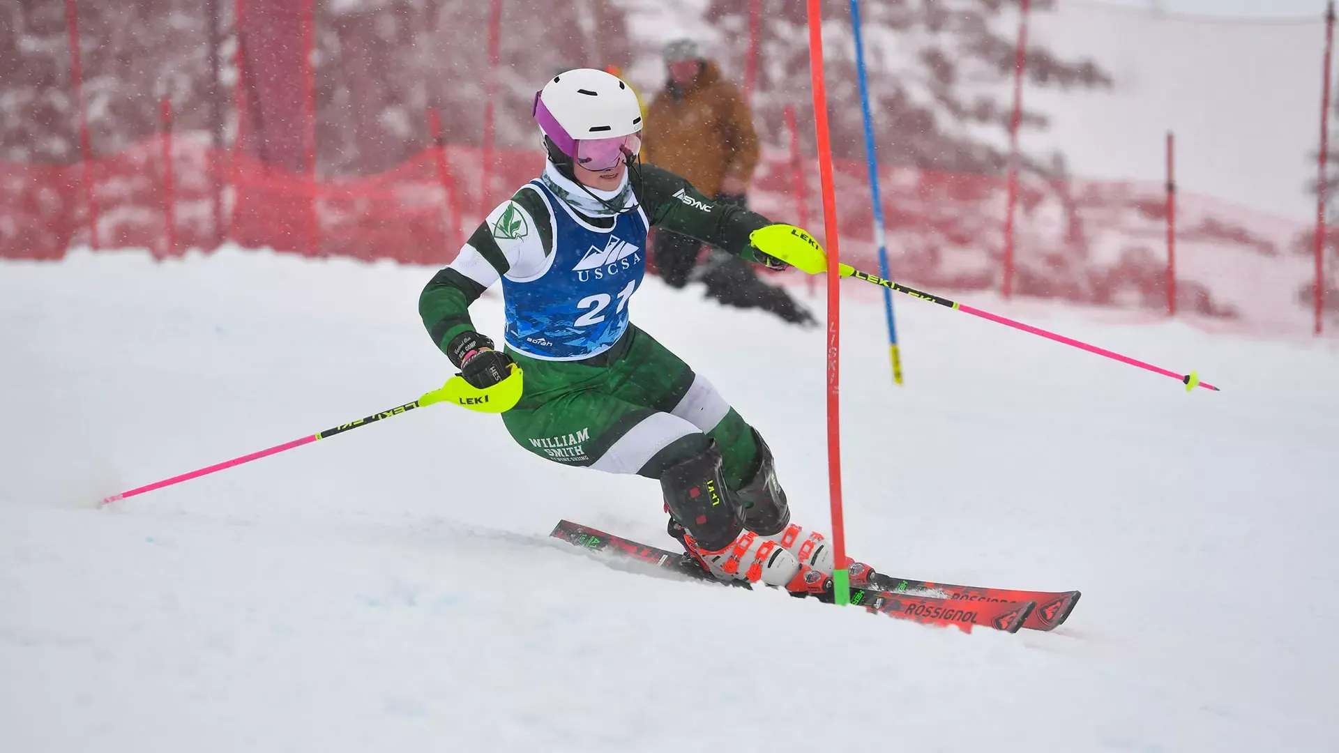 Katherine Broderick skiing down the mountain