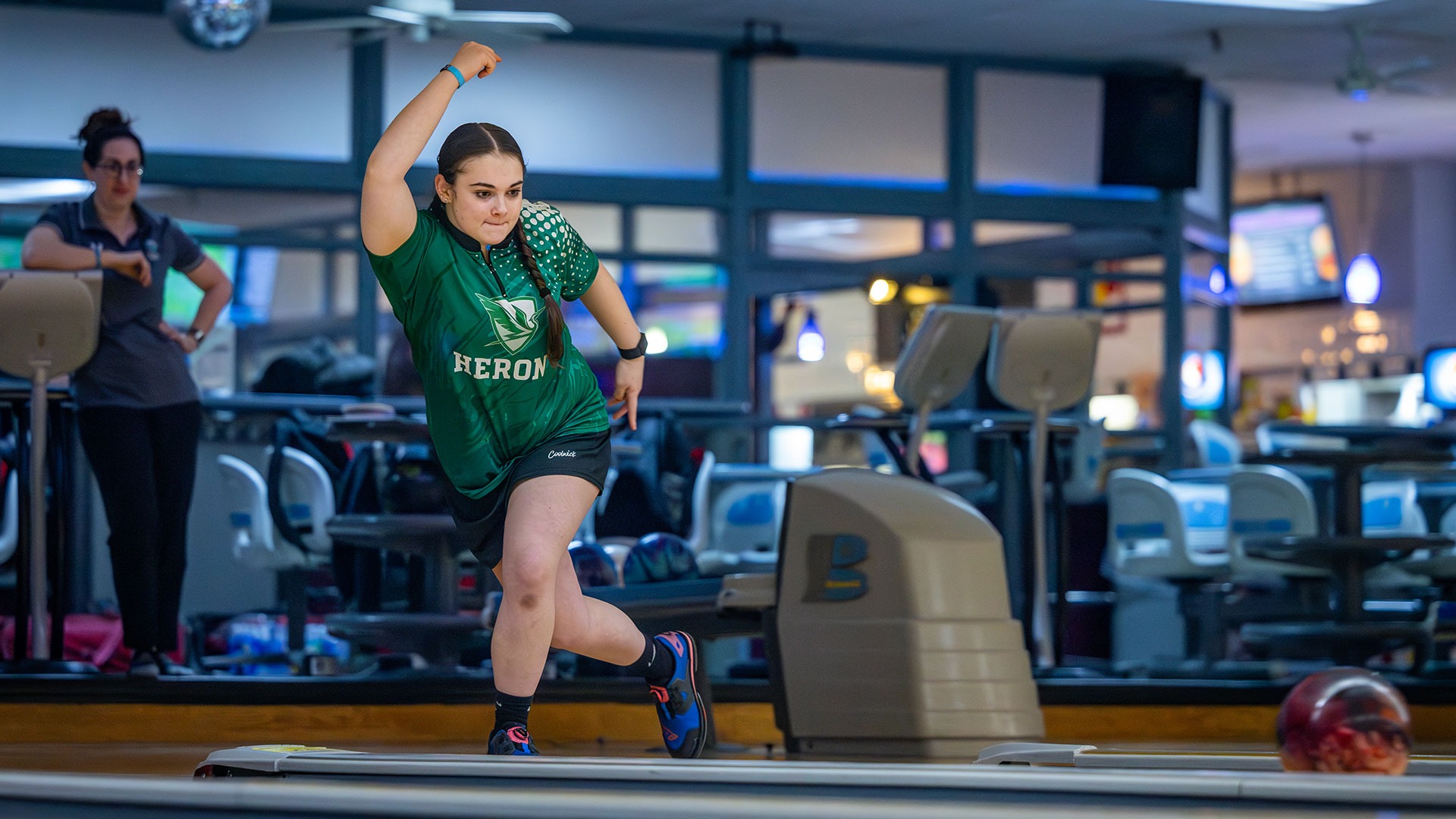 Tiana Wolkiewicz bowls against D'Youville at Sunset Bowl.