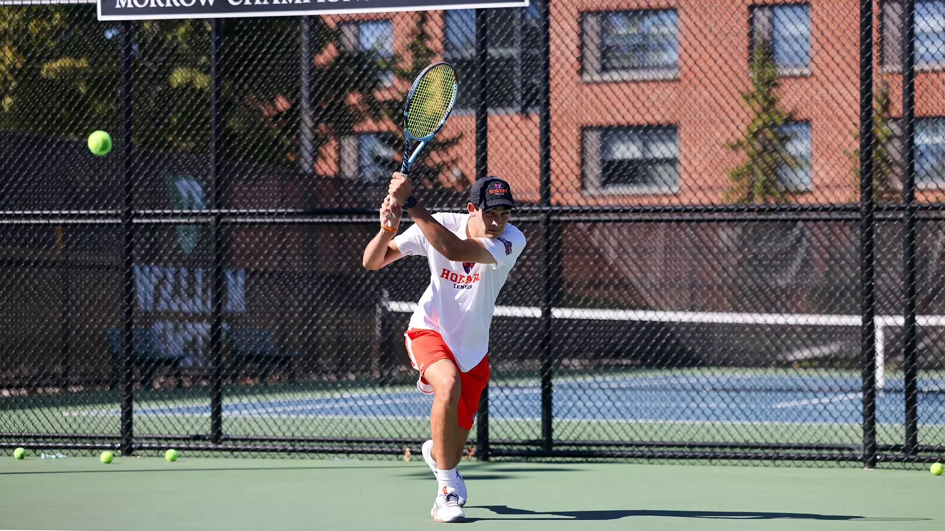 Tejus Ranadive blasts a forehand shot 