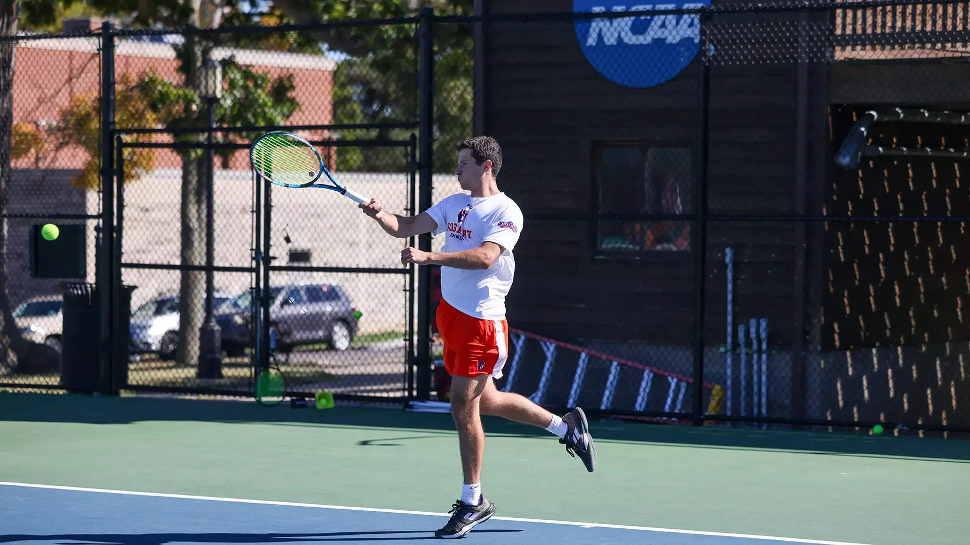 Jose Martinez Barelles hits a forehand return 