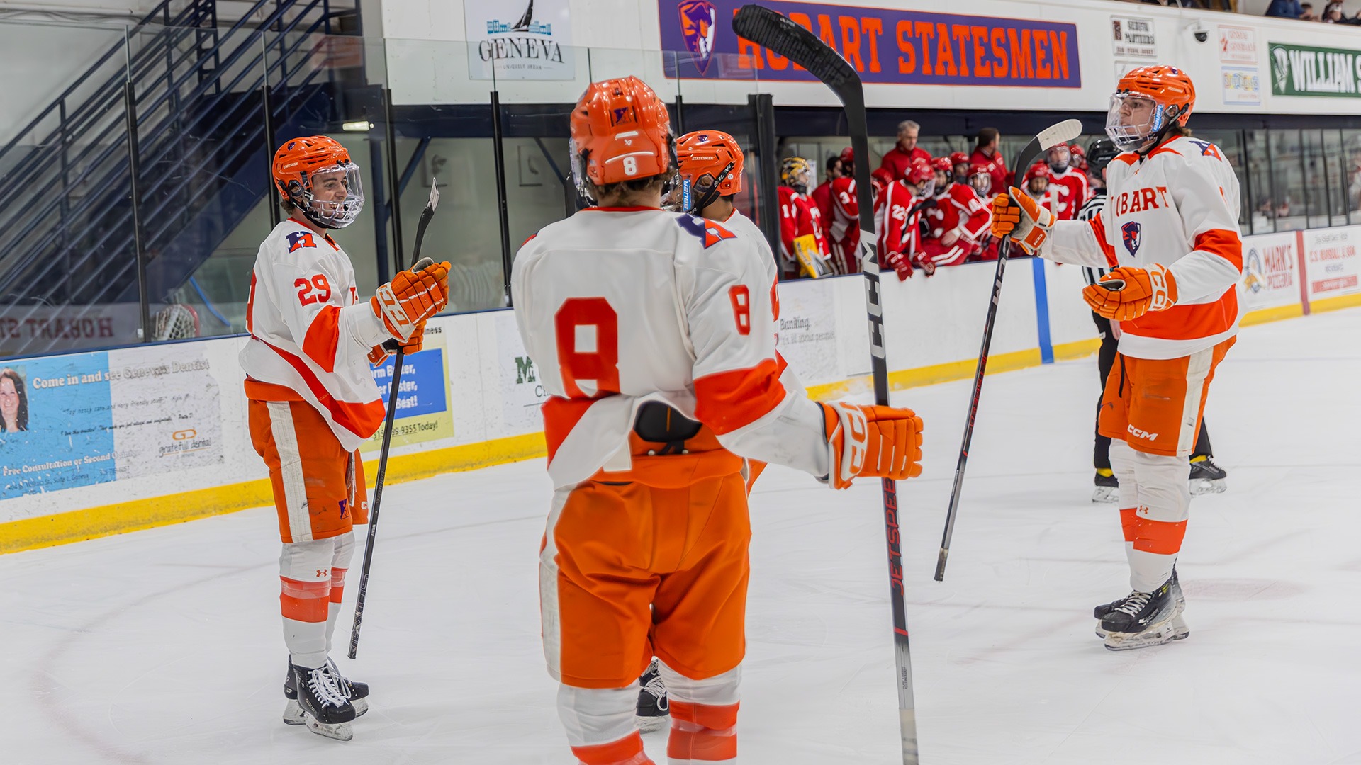 Hobart Celebrates a goal against Cortland