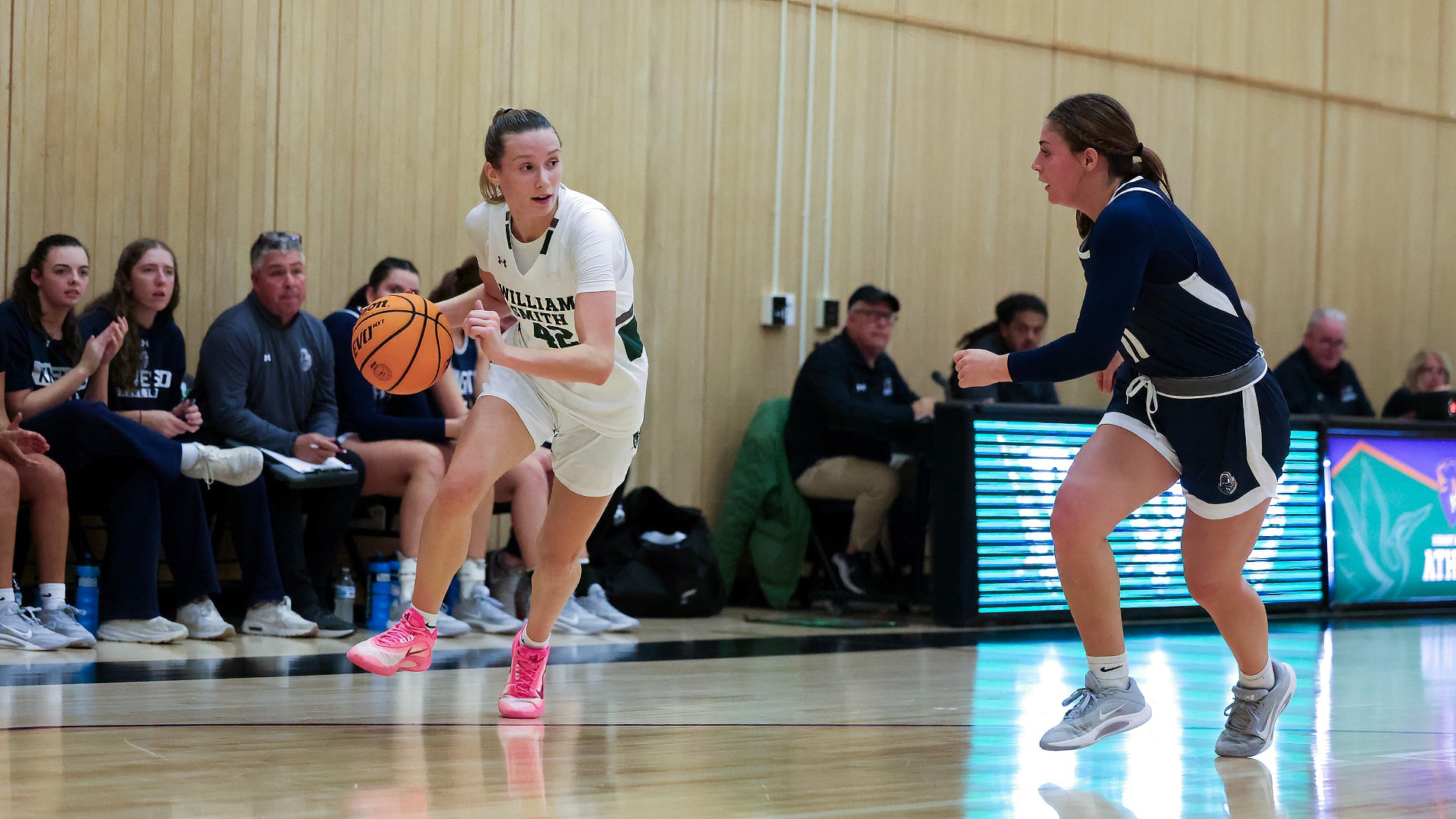 Amelia McCulley takes on defender