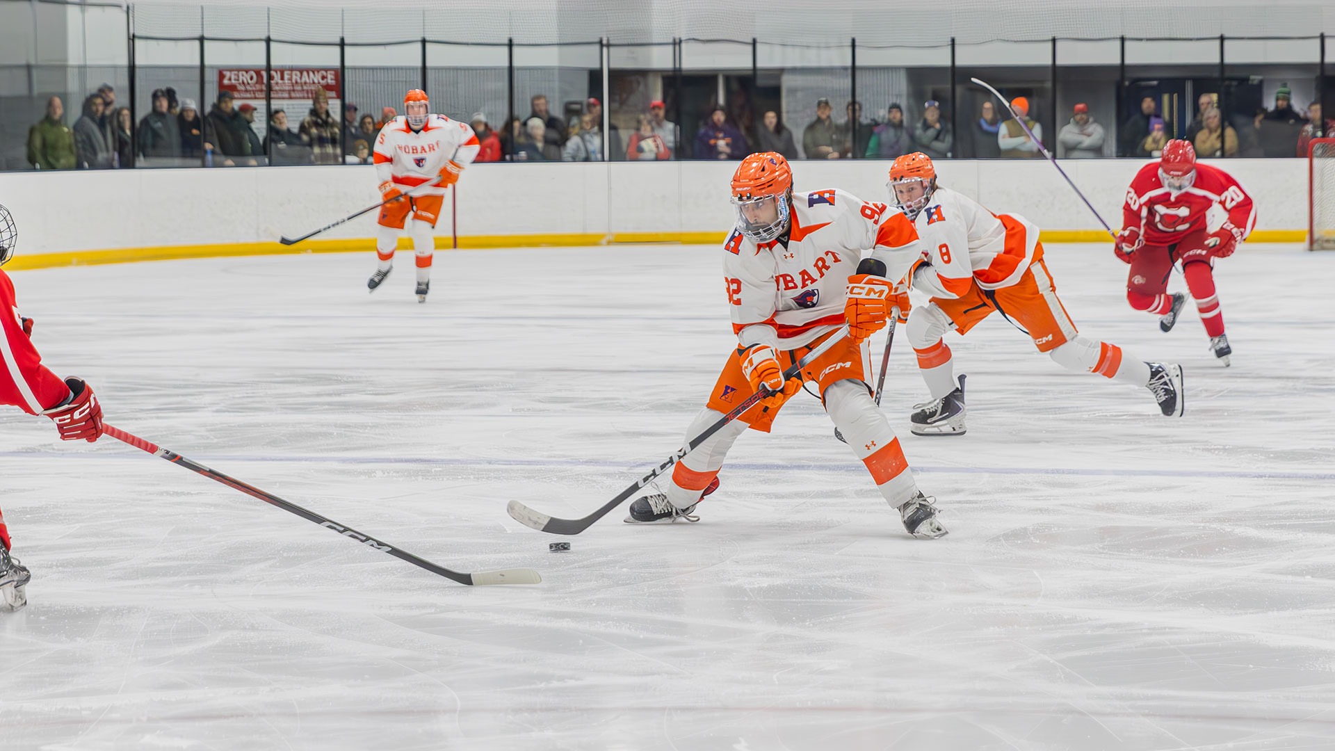 Arvega Hovsepyan carries the puck into the offensive zone