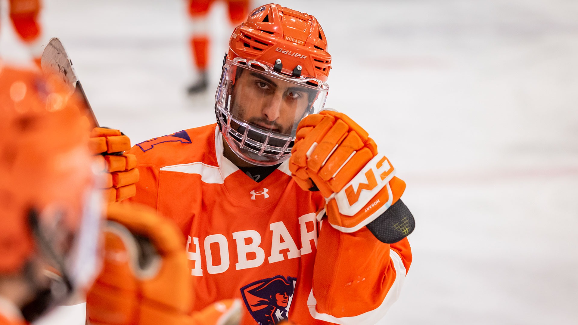 Arvega Hovsepyan celebrates a goal against Plattsburgh