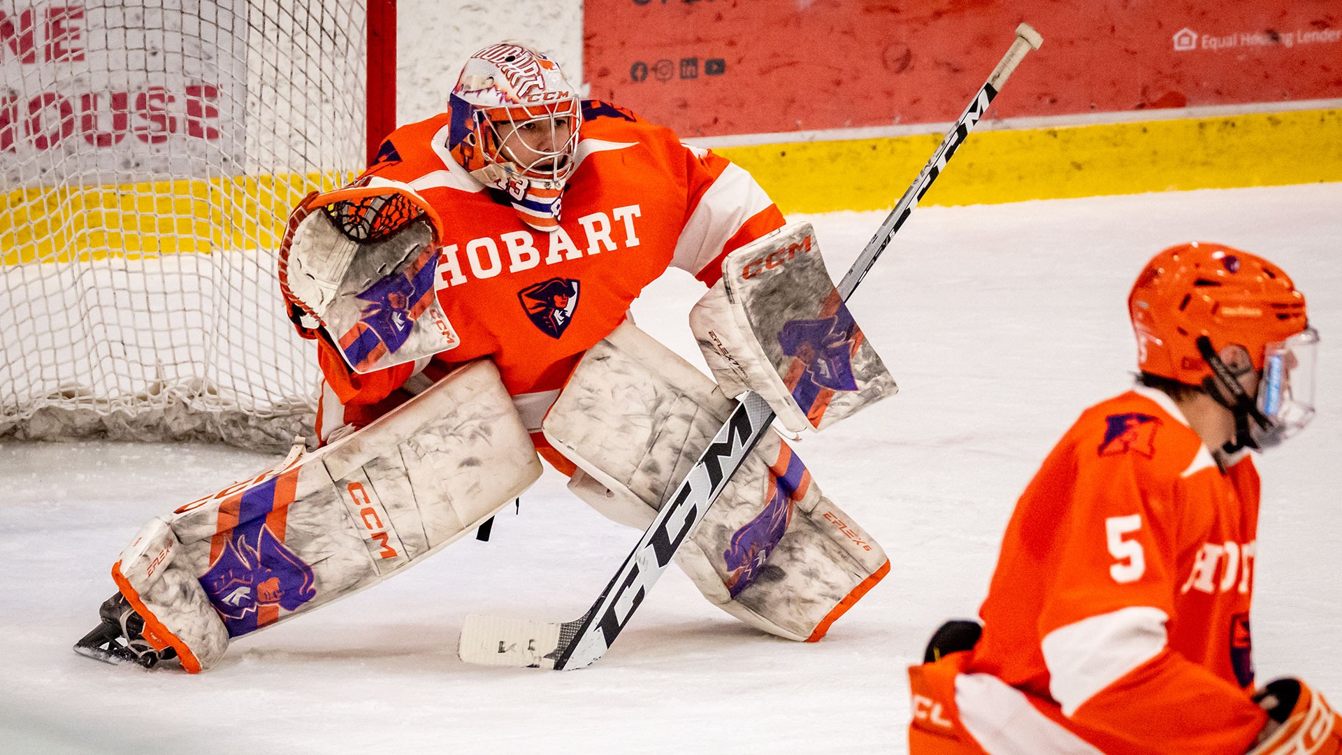 Damon Beaver prepares to make a save against Plattsburgh