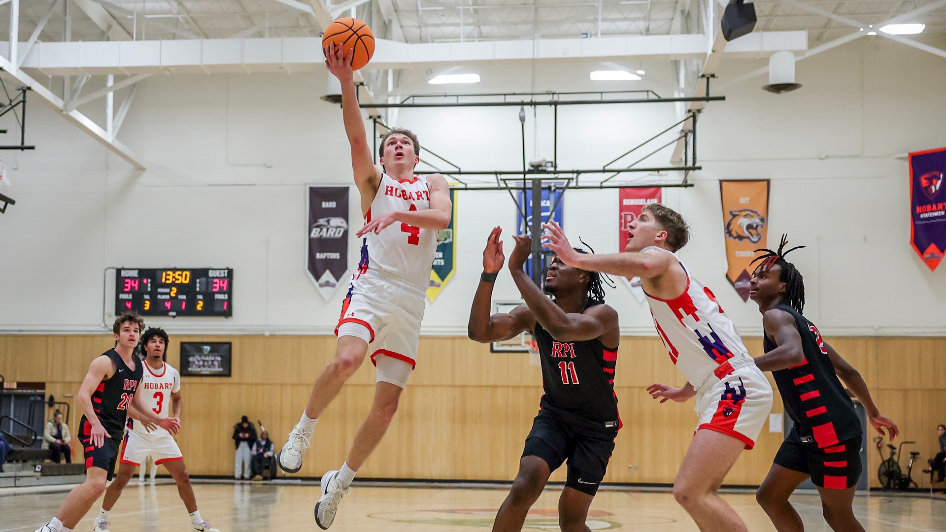 Alex Moesch glides in for a layup. 