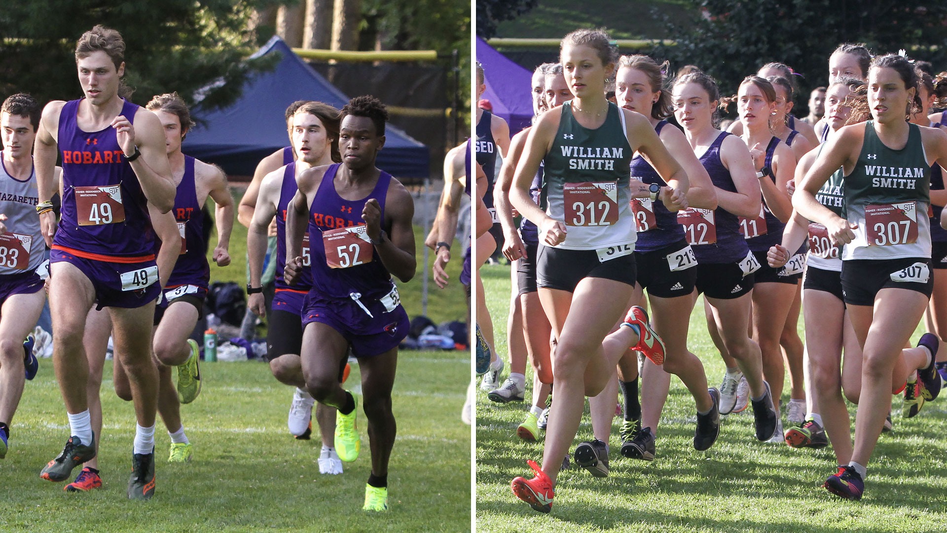A split view of the starts of the 2025 men's and women's Rodenbeck Invitational.