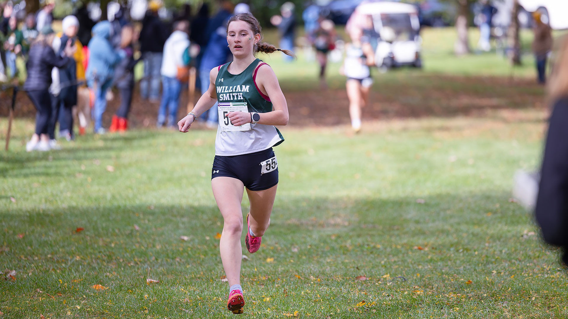 Vienna Ritter-Yelle approaches the finish line and victory in the 2026 Warner-Fleury Invitational.