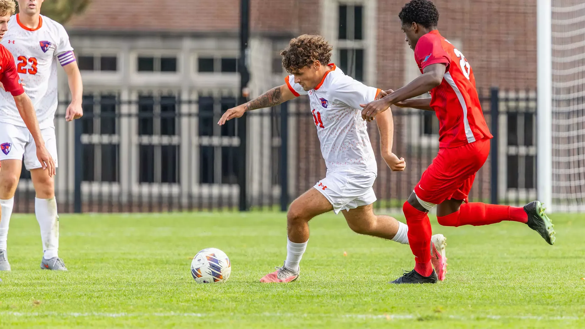 Danny Spataro uses his speed to combat defenders physicality