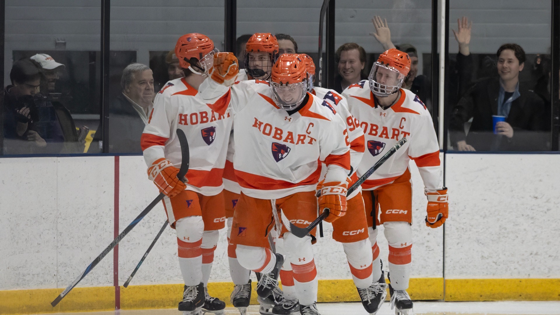 Kahlil Fontana celebrates his goal against Buffalo State