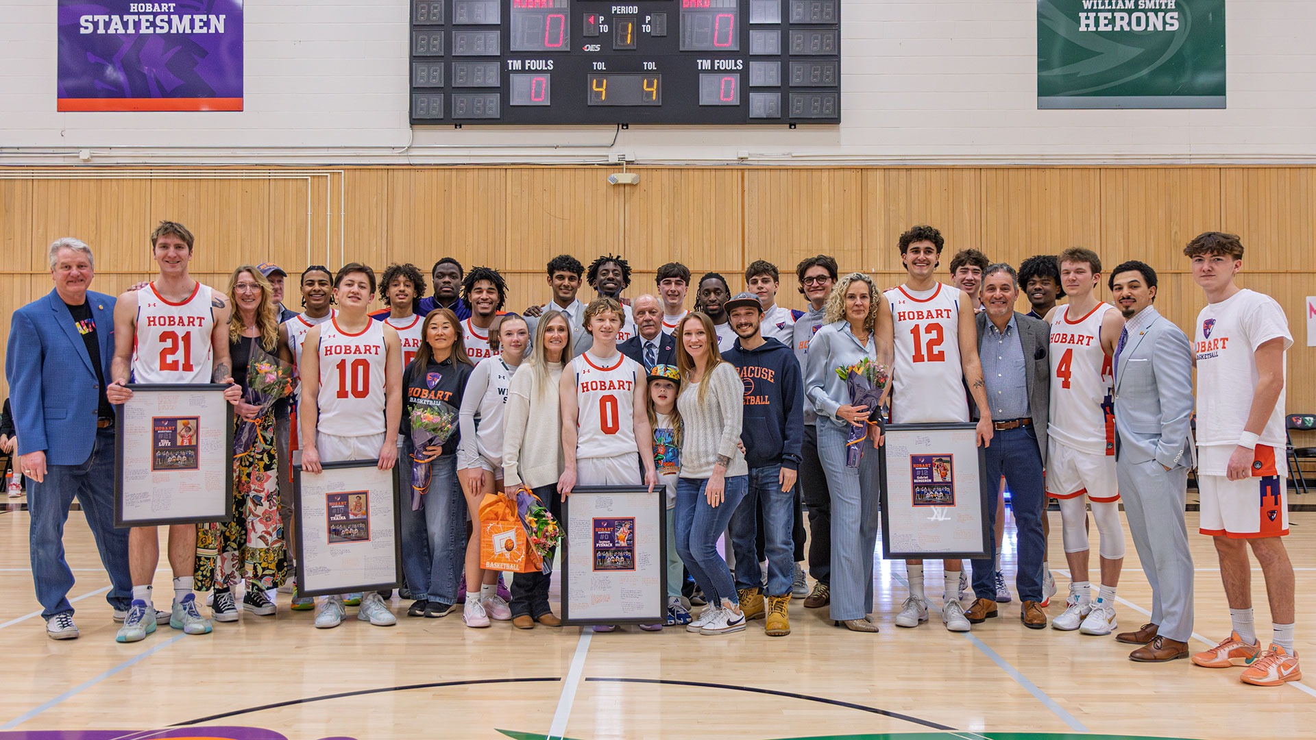Hobart Basketball Senior Day celebration