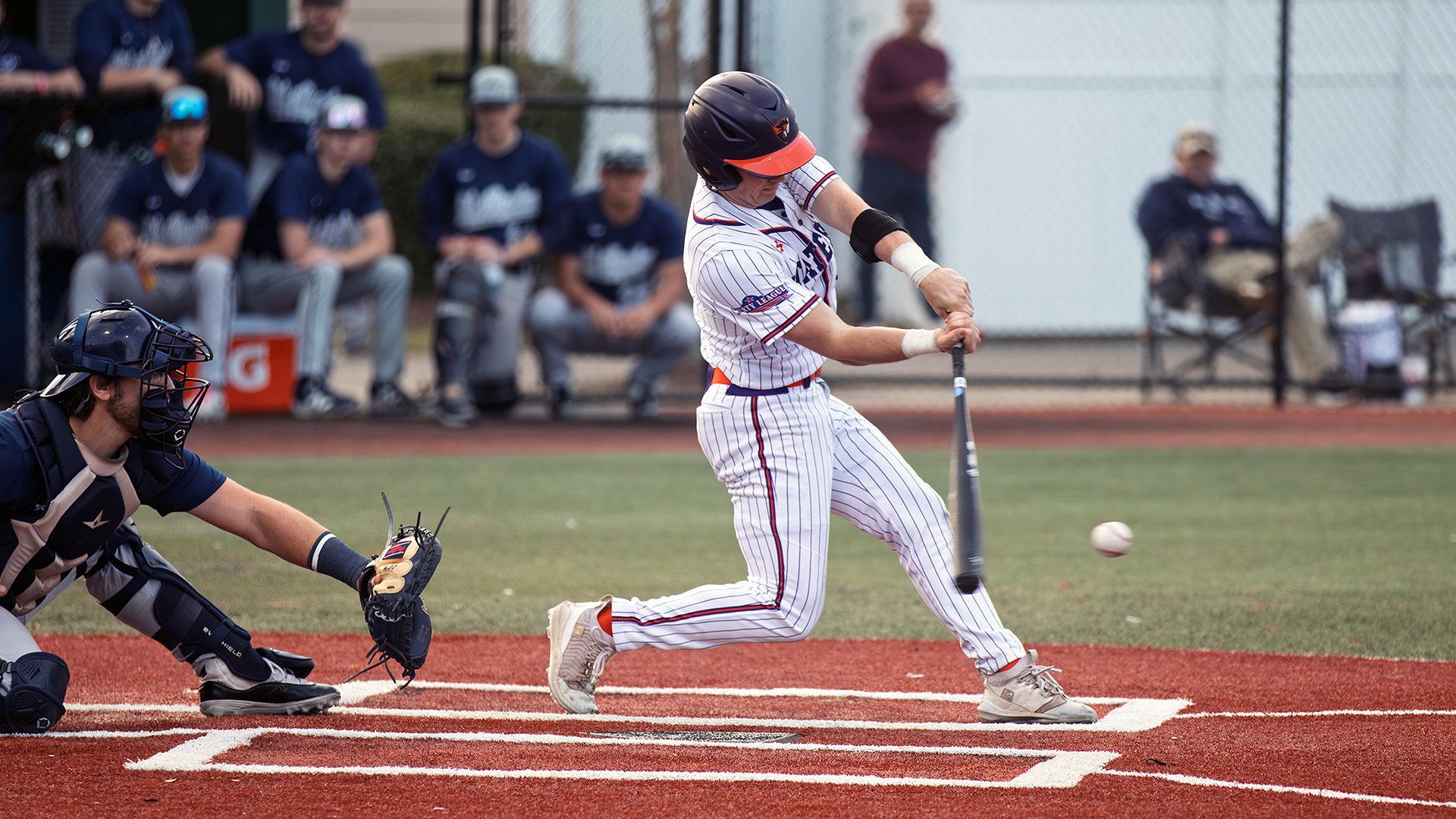Will Jones singles against Mount Aloysius.