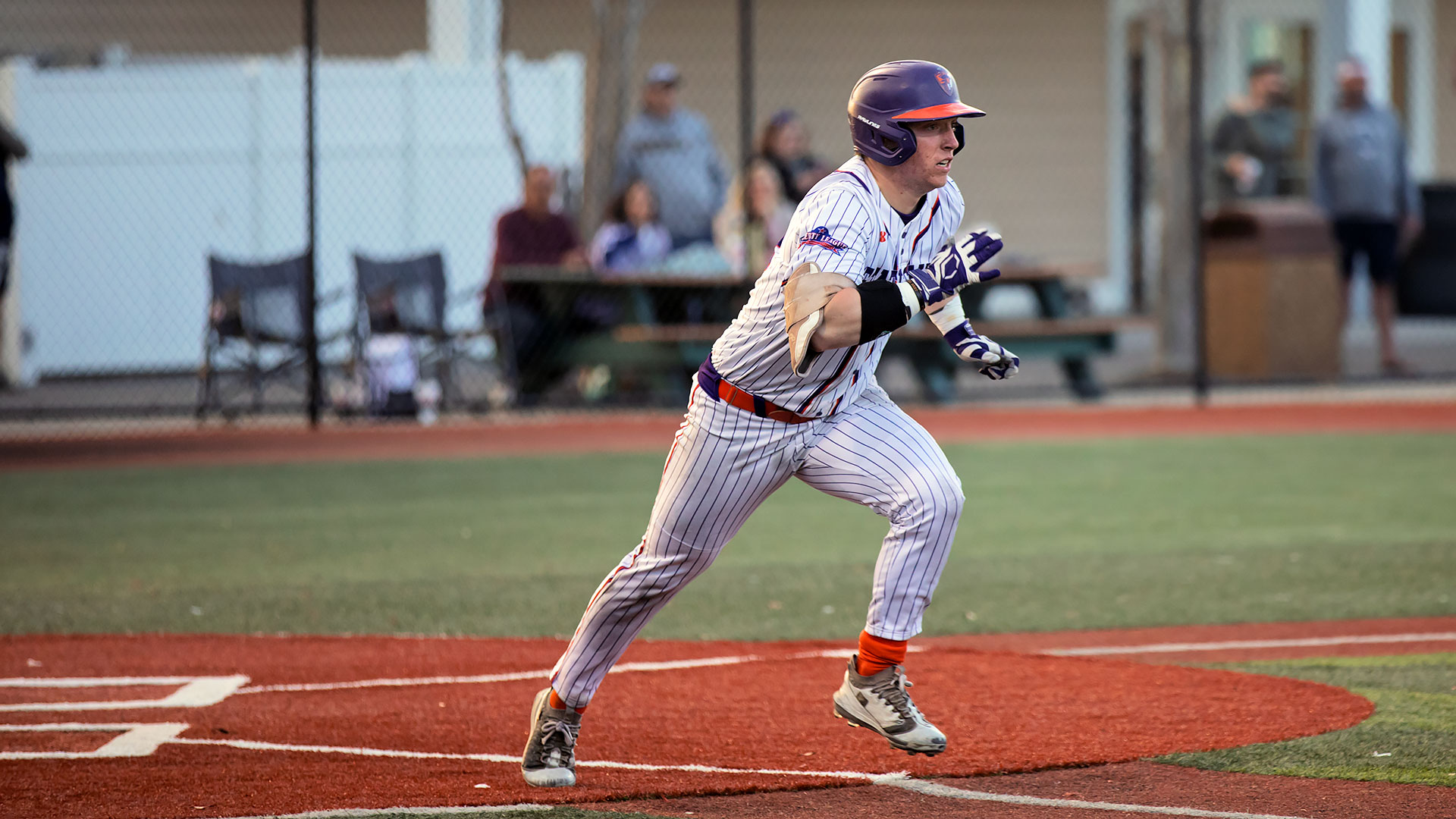 Sean Garvin runs out of the batter's box.