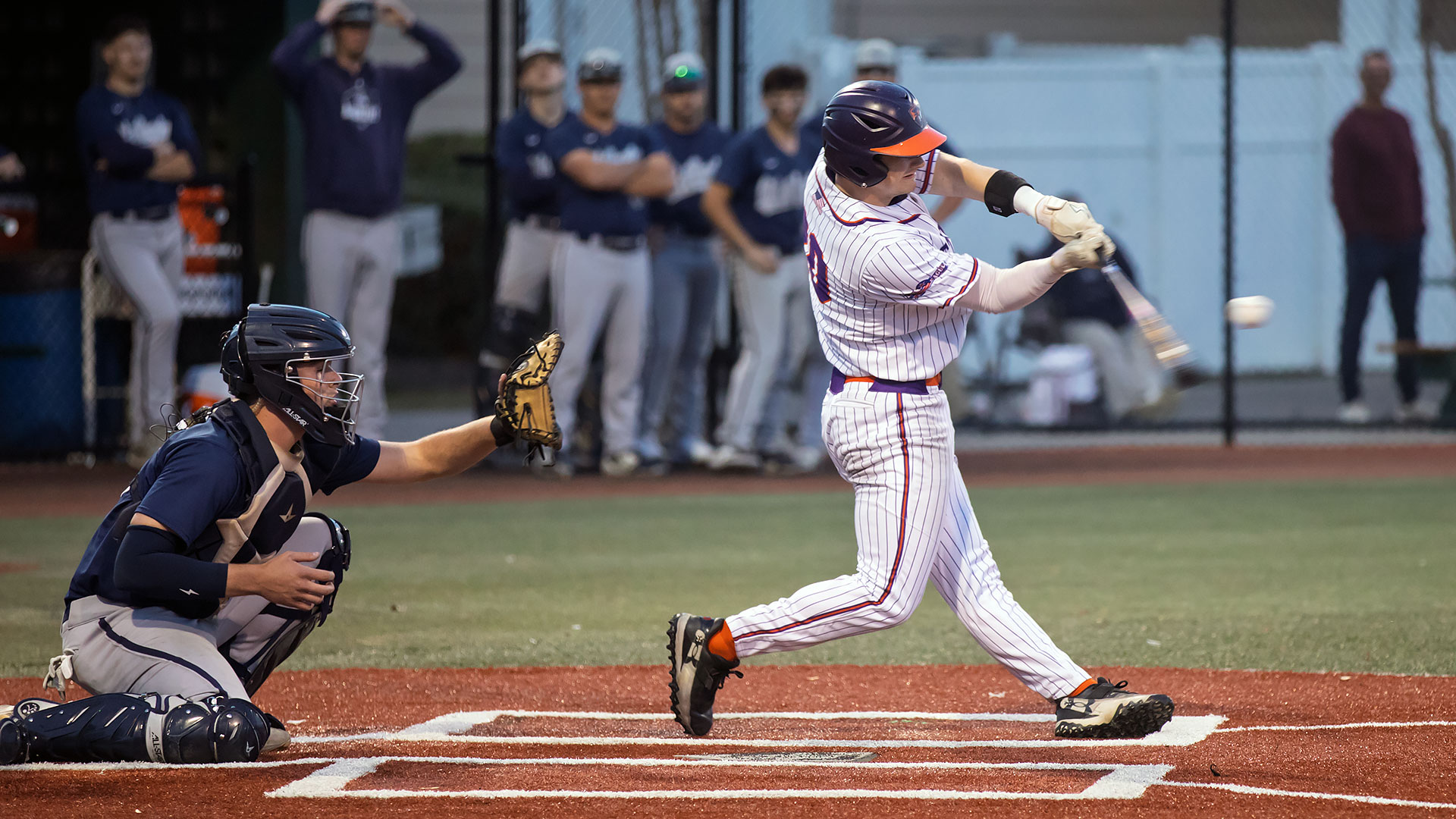 Connor O'Neil lifts one to left field.