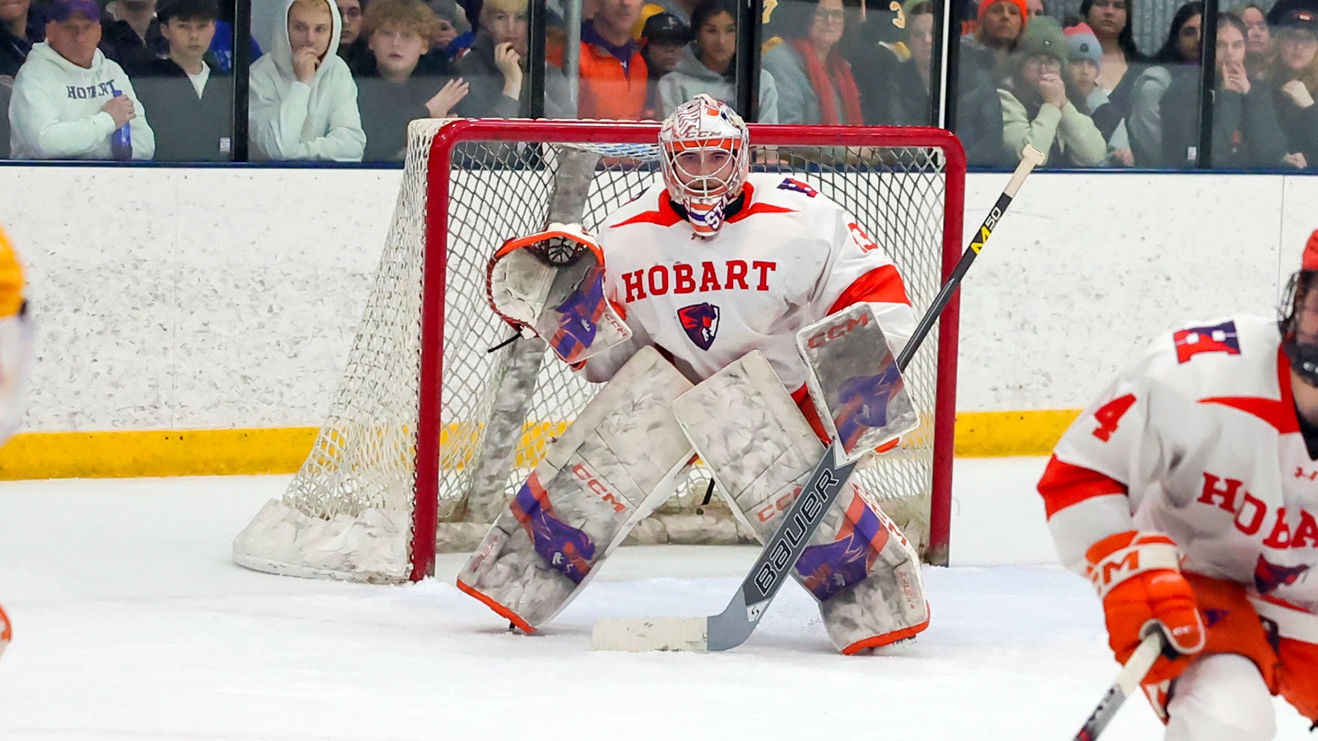 Damon Beaver prepares to make a save against Oswego
