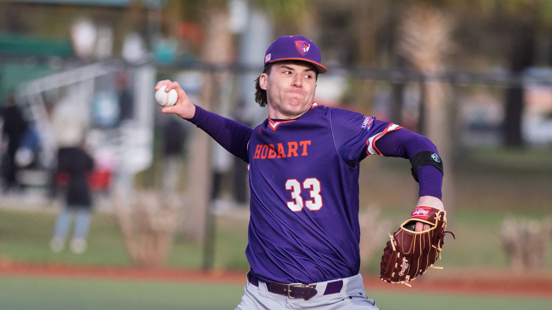 Joe Dunham pitches against Colby-Sawyer.