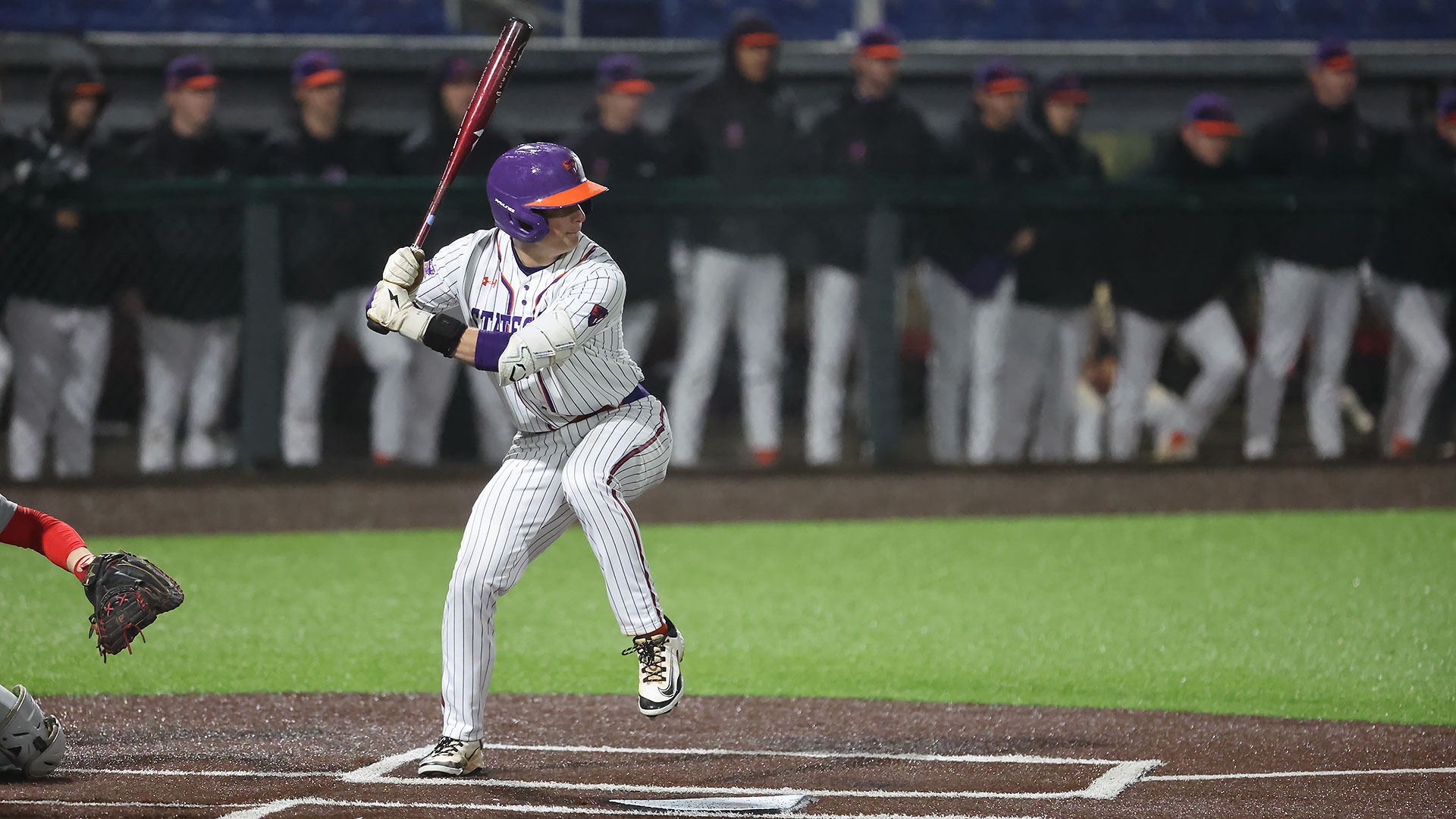 Jack O'Neil prepares to swing at a pitch.