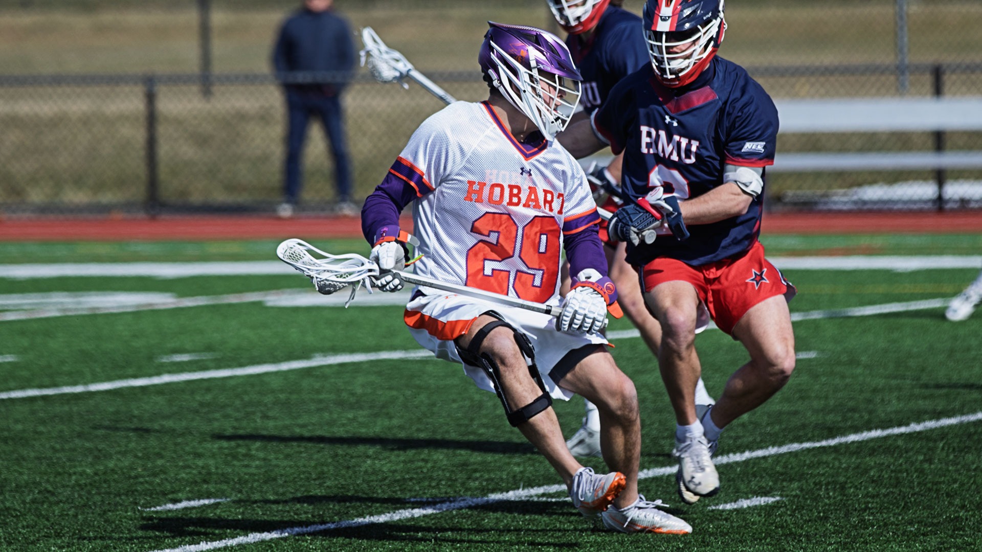 Colden Swisher sets his defender up for a face dodge. The move worked and he scored his first goal of the season on the play.