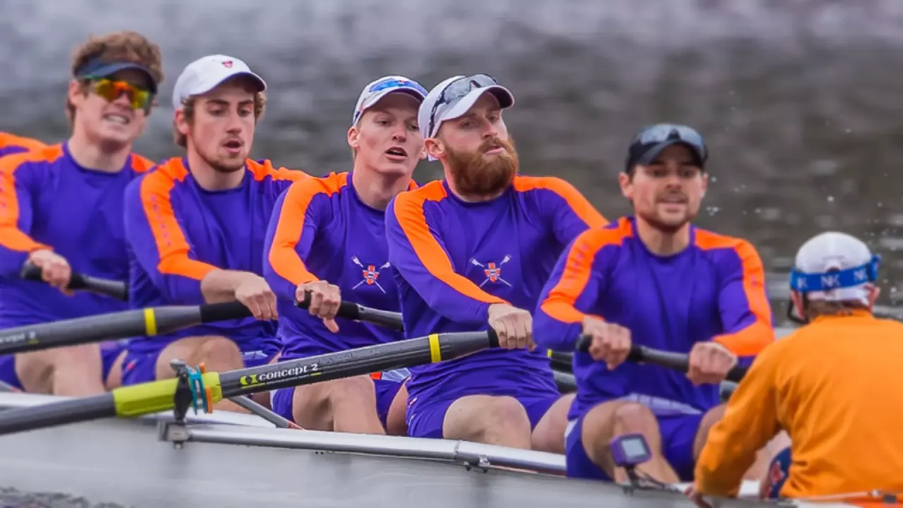 Rob McNamara rows in 7 seat in the Hobart varsity eight.