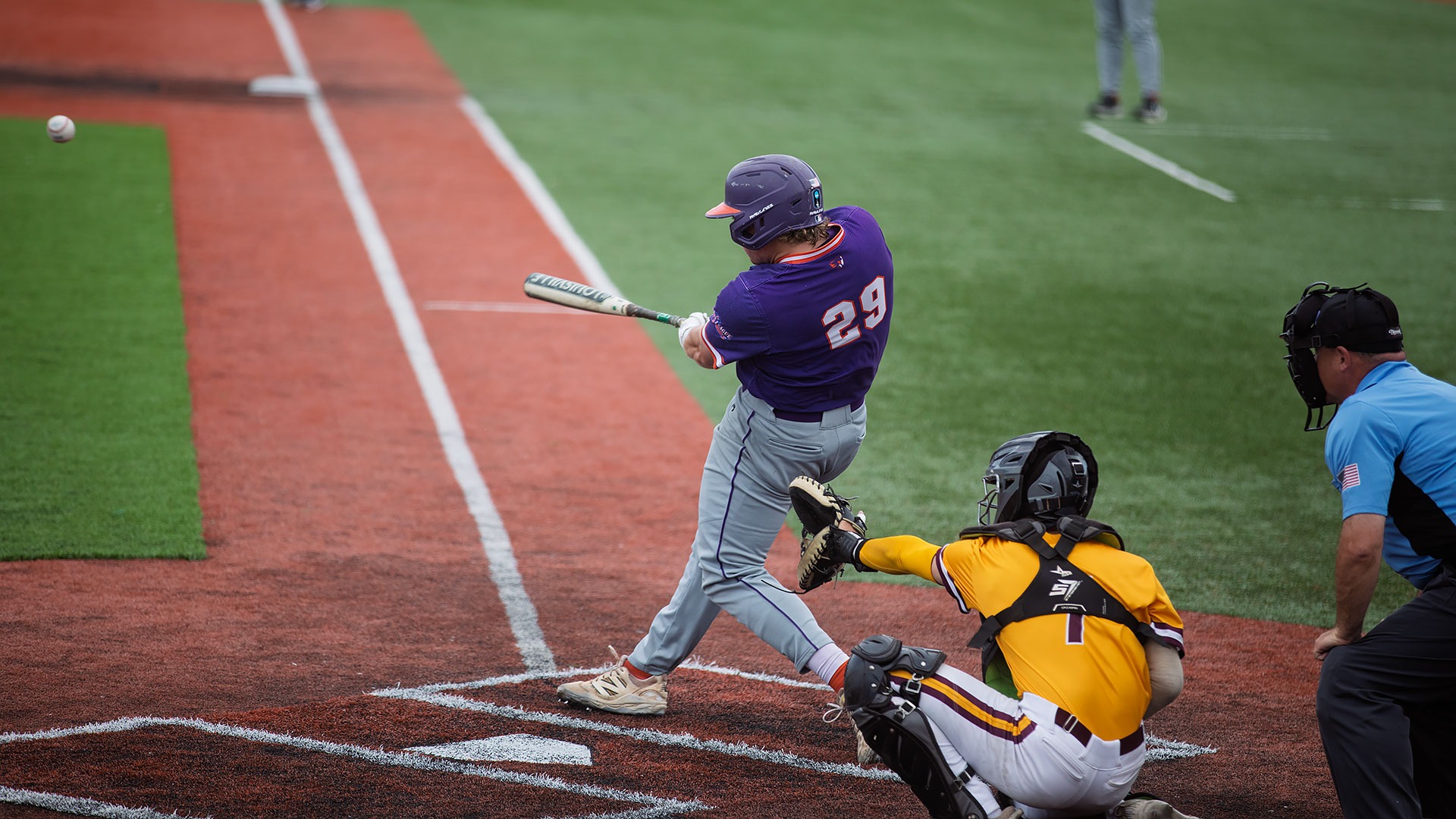 Sean Garvin hits a pitch against Salisbury.