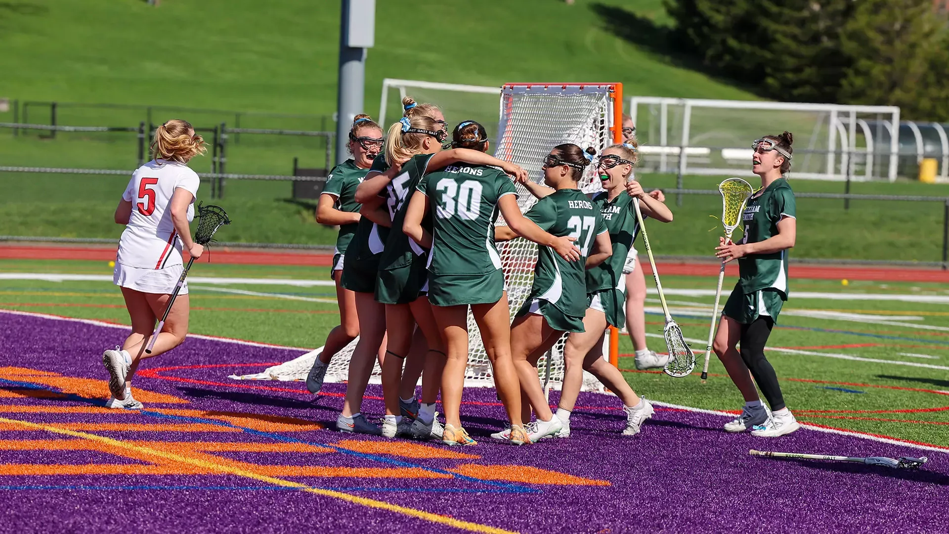 Herons celebrating a goal