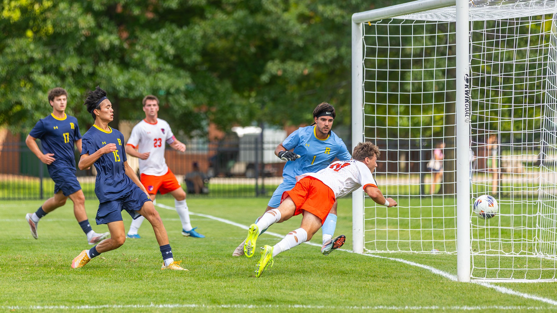 Brady Leitner heads home the game-winning goal