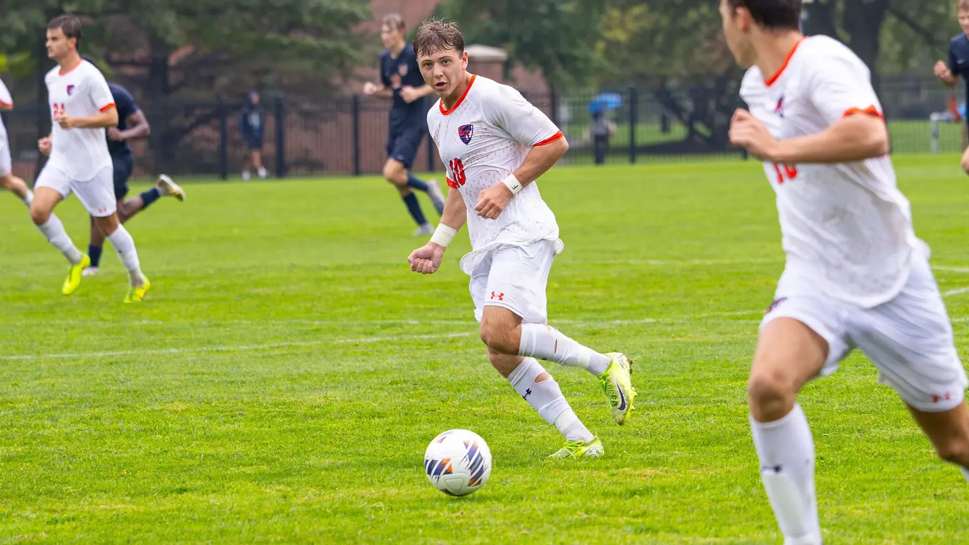 Brady Leitner dribbles the ball