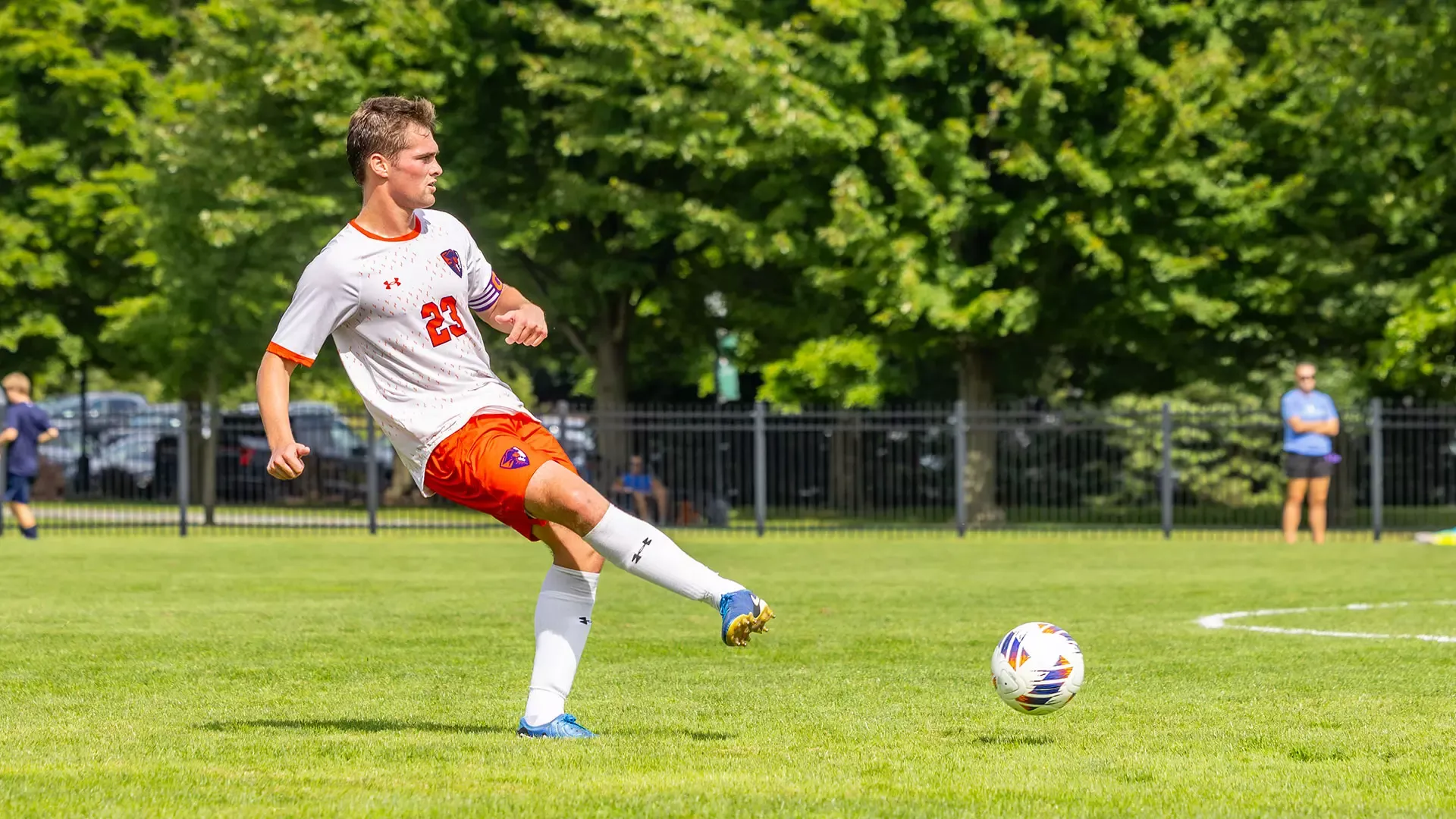 Noah Fischer passing the ball