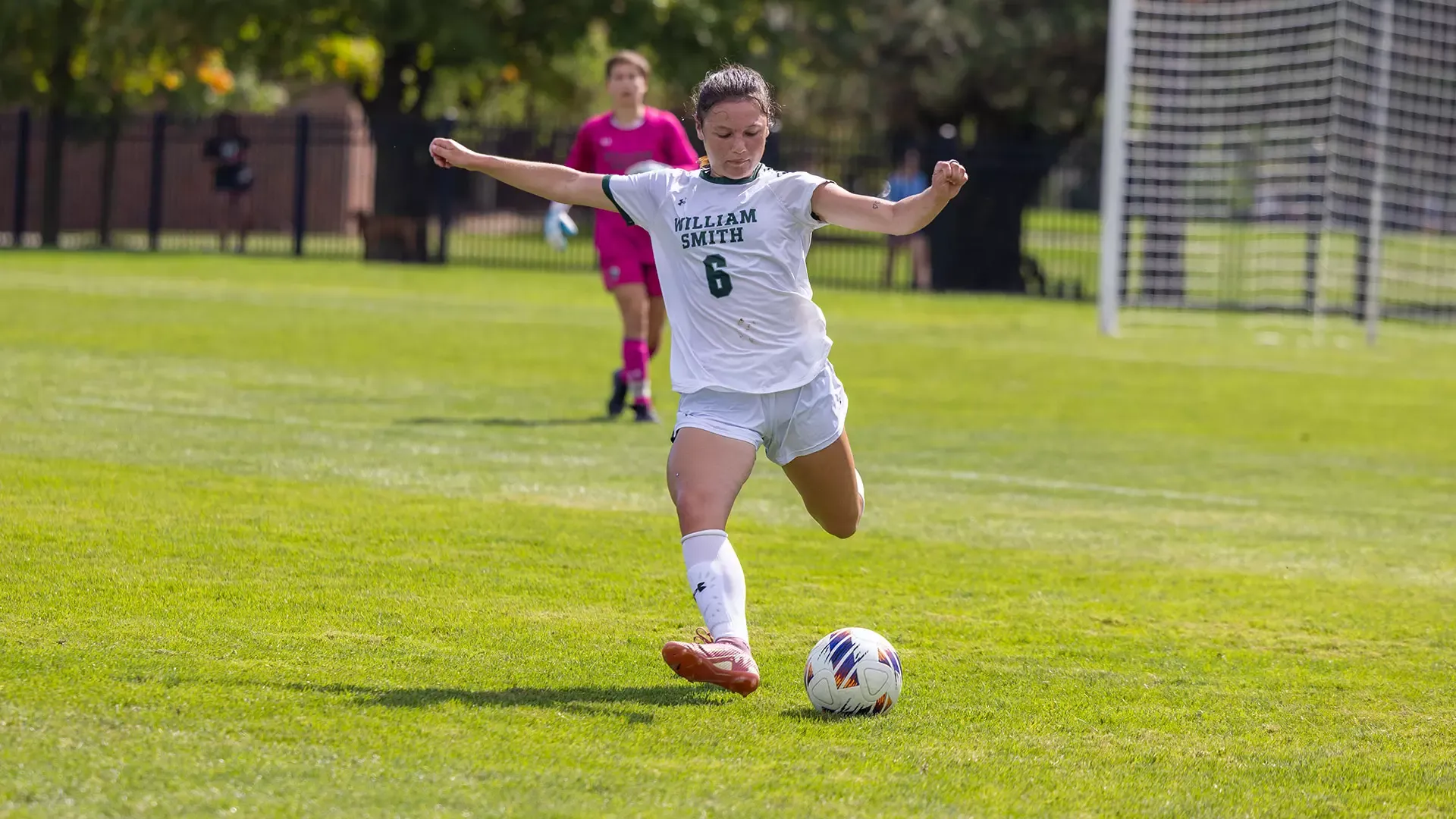 Hannah Goodness clears the ball away from the defensive zone