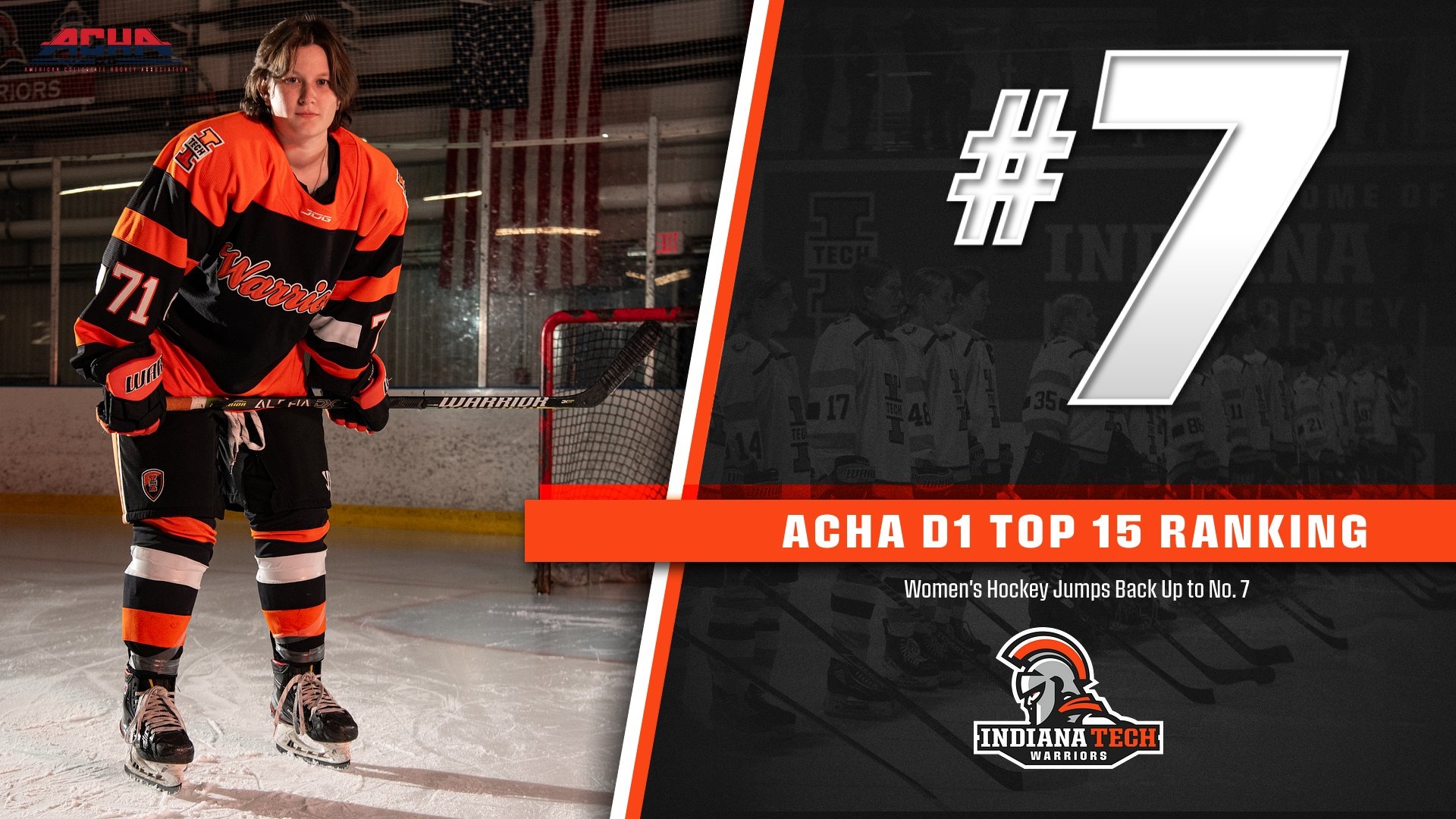 Women’s Hockey Holds Strong at No. 7 in Latest ACHA Ranking Indiana