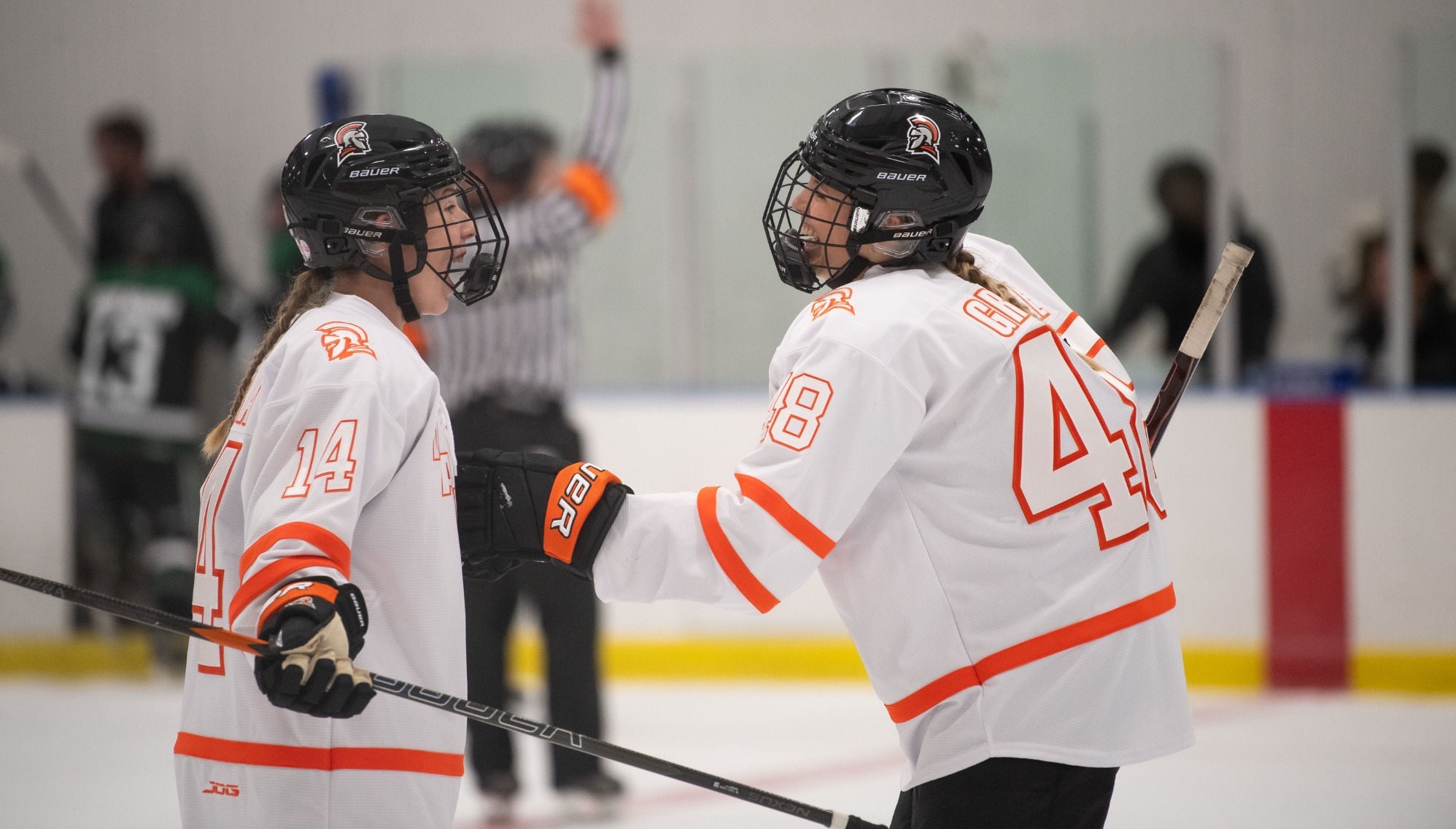 Halle Murray and Allison Greene embrace scoring 