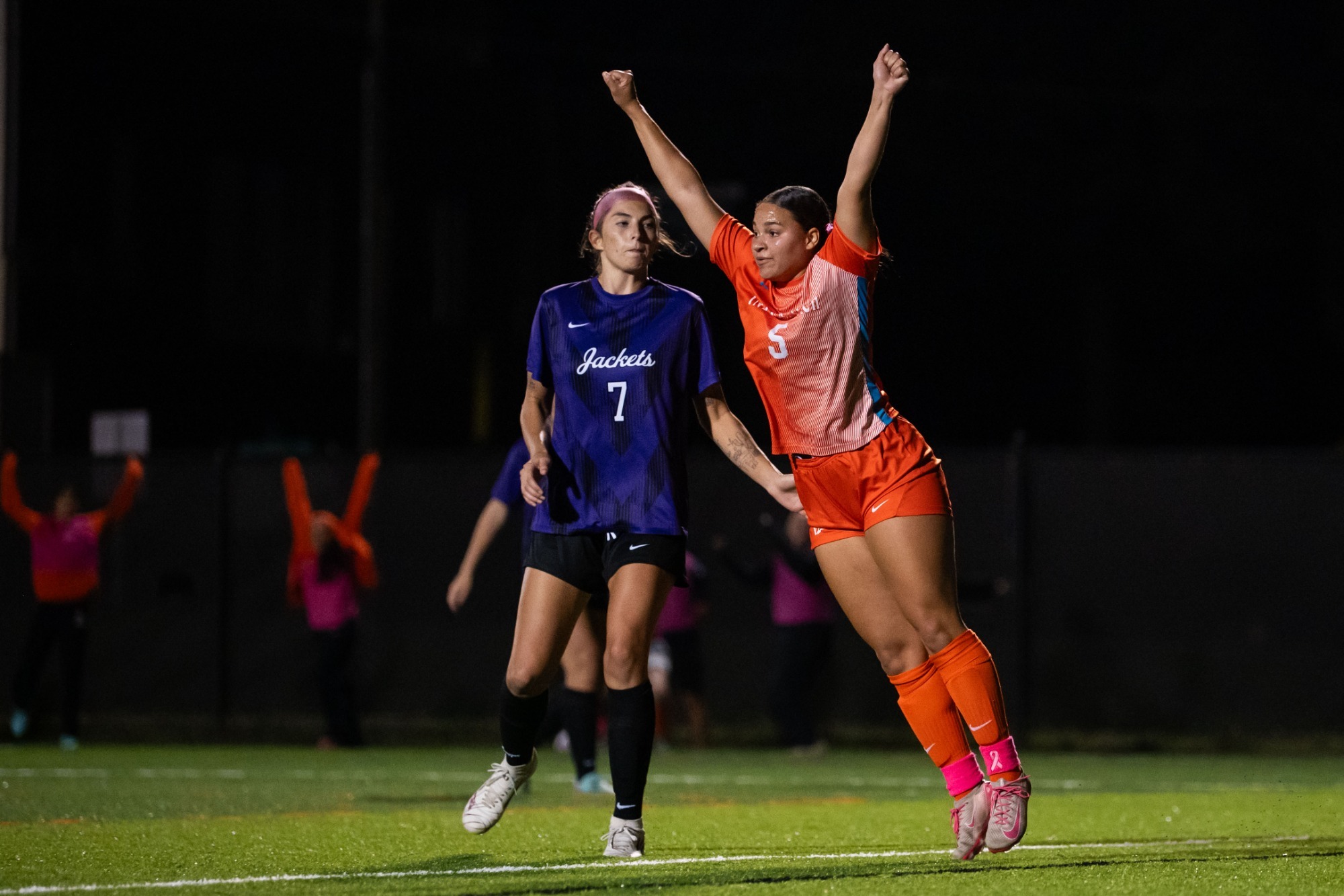 Jillian Lester celebrates a goal vs Defiance