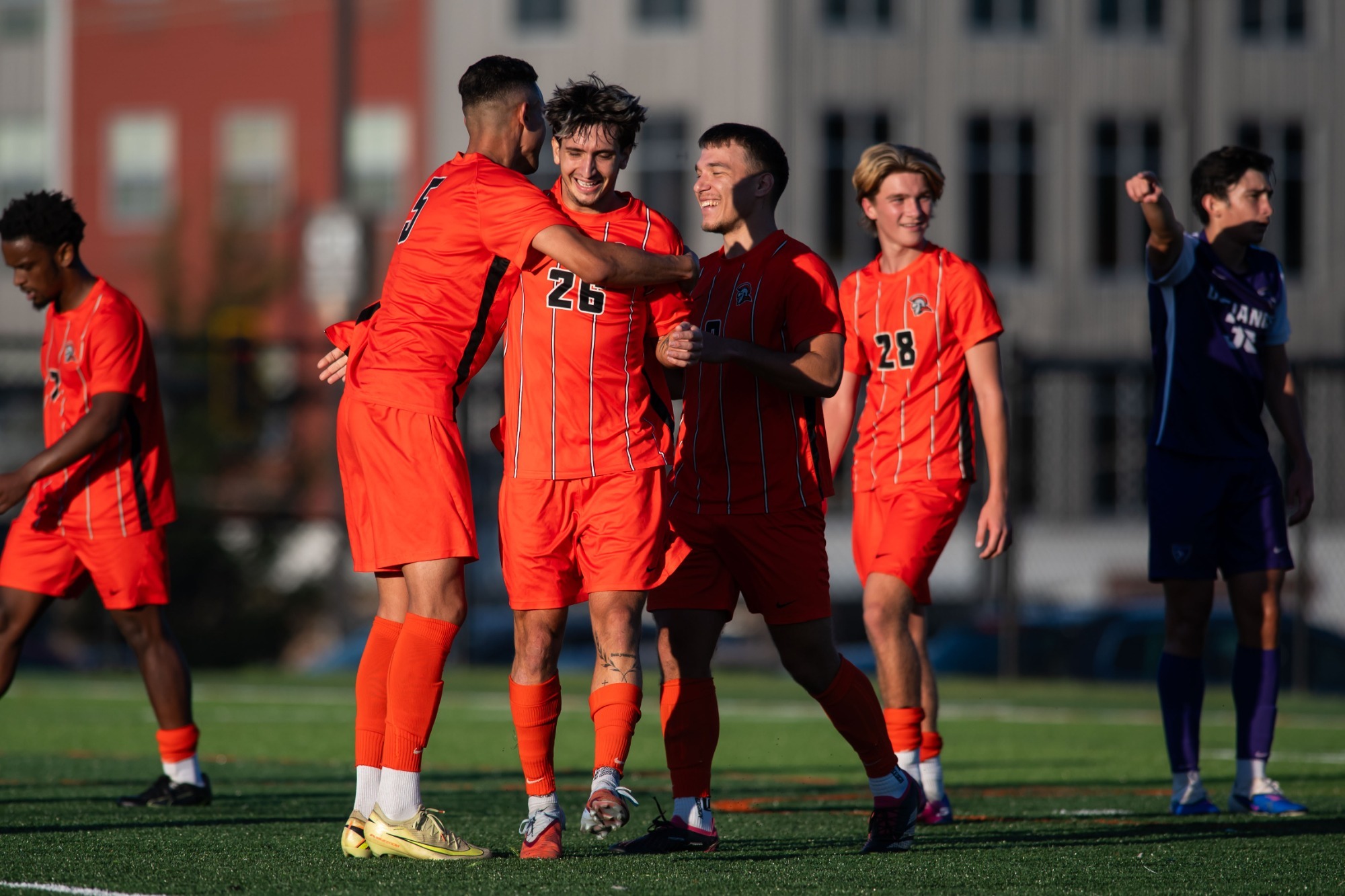 Warriors celebrate a goal vs Defiance