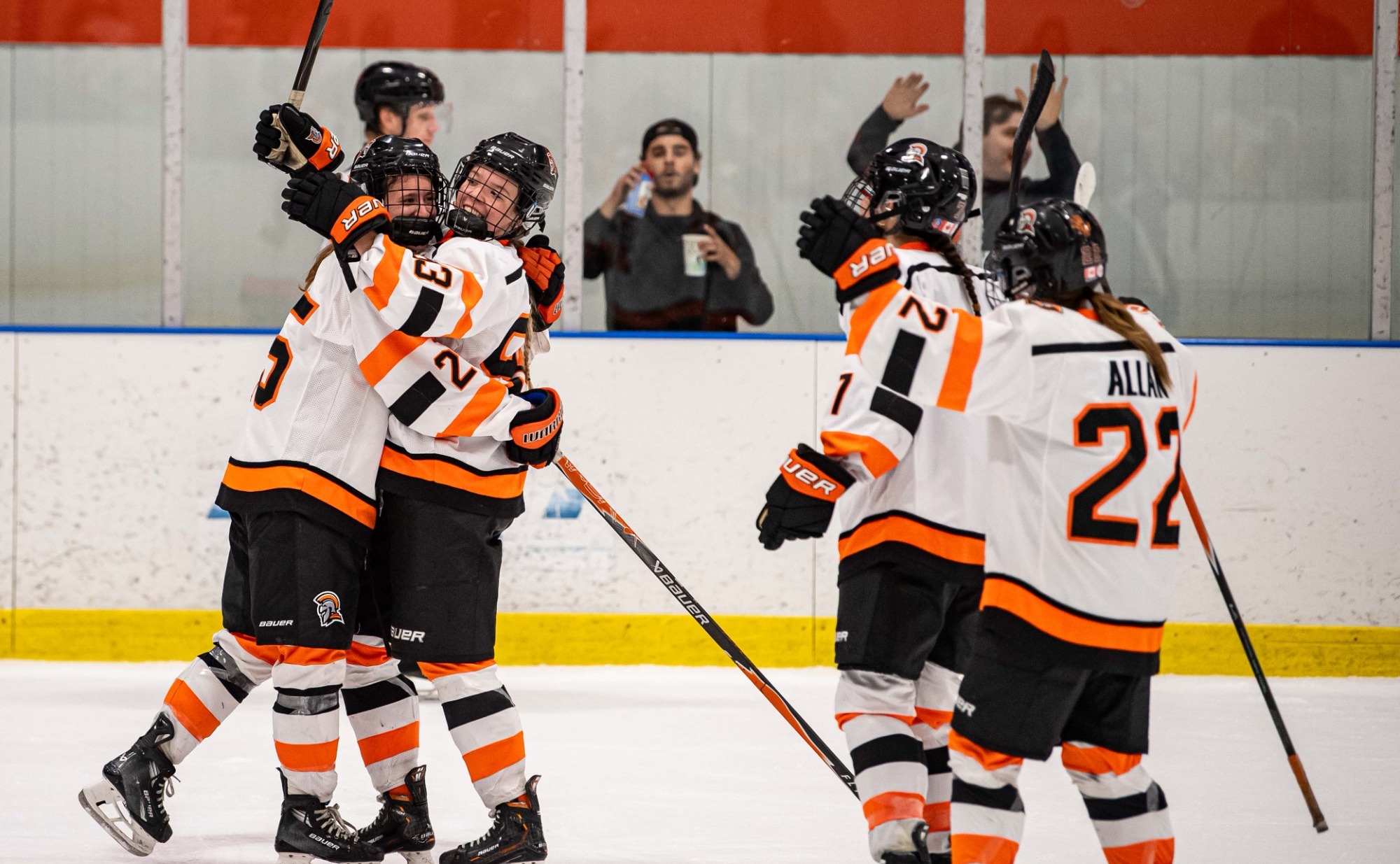 Team Embraces Gilmore After Empty Net Goal 