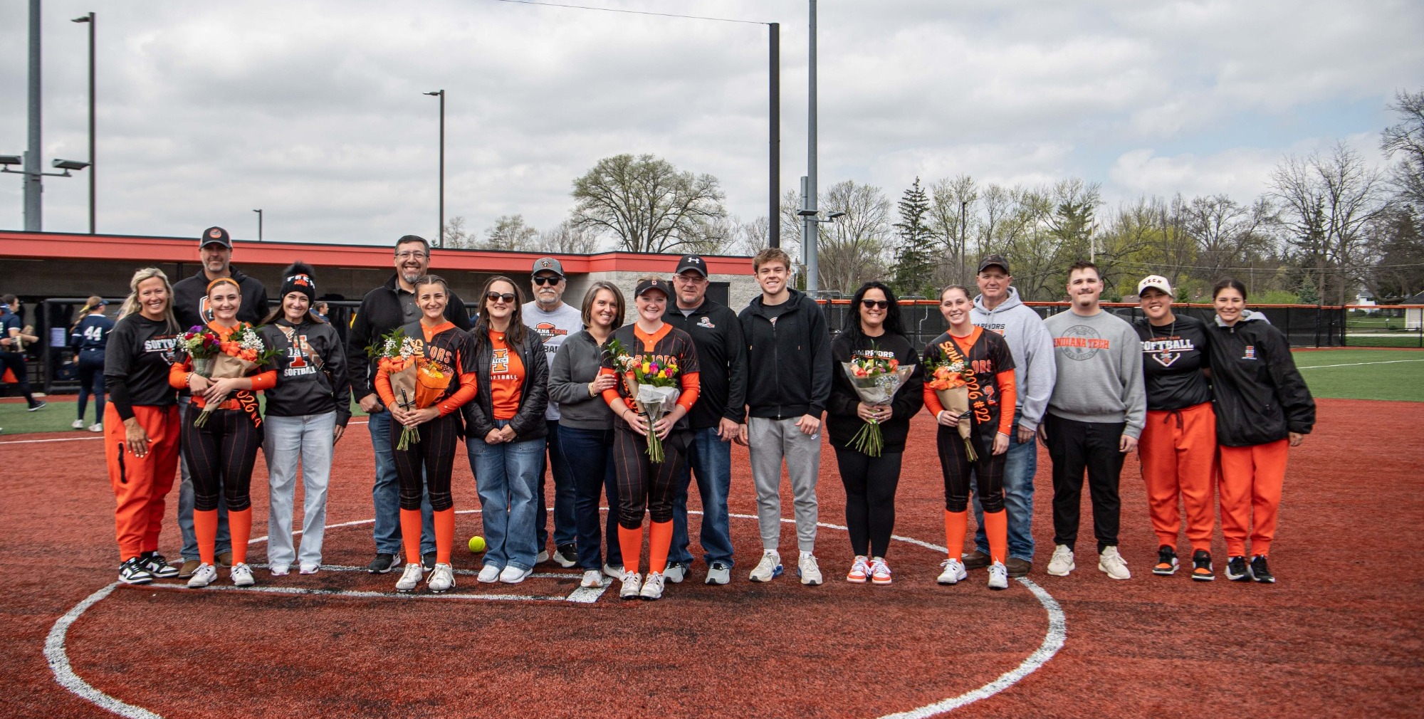 From left to right : Kugler, Bravo, Delaney & Pruitt honored for senior day 